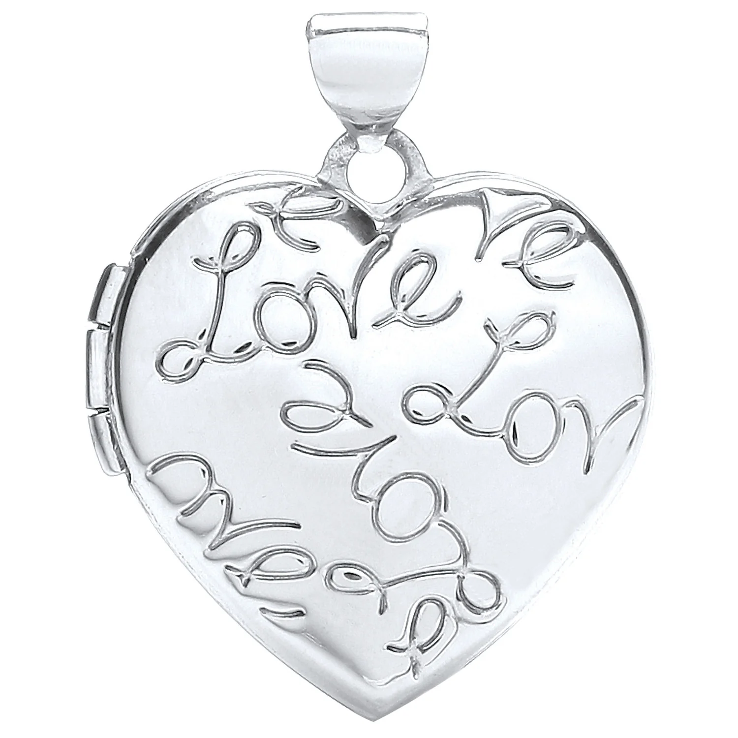 White Gold Heart Locket with Love engraved - 9ct Gold