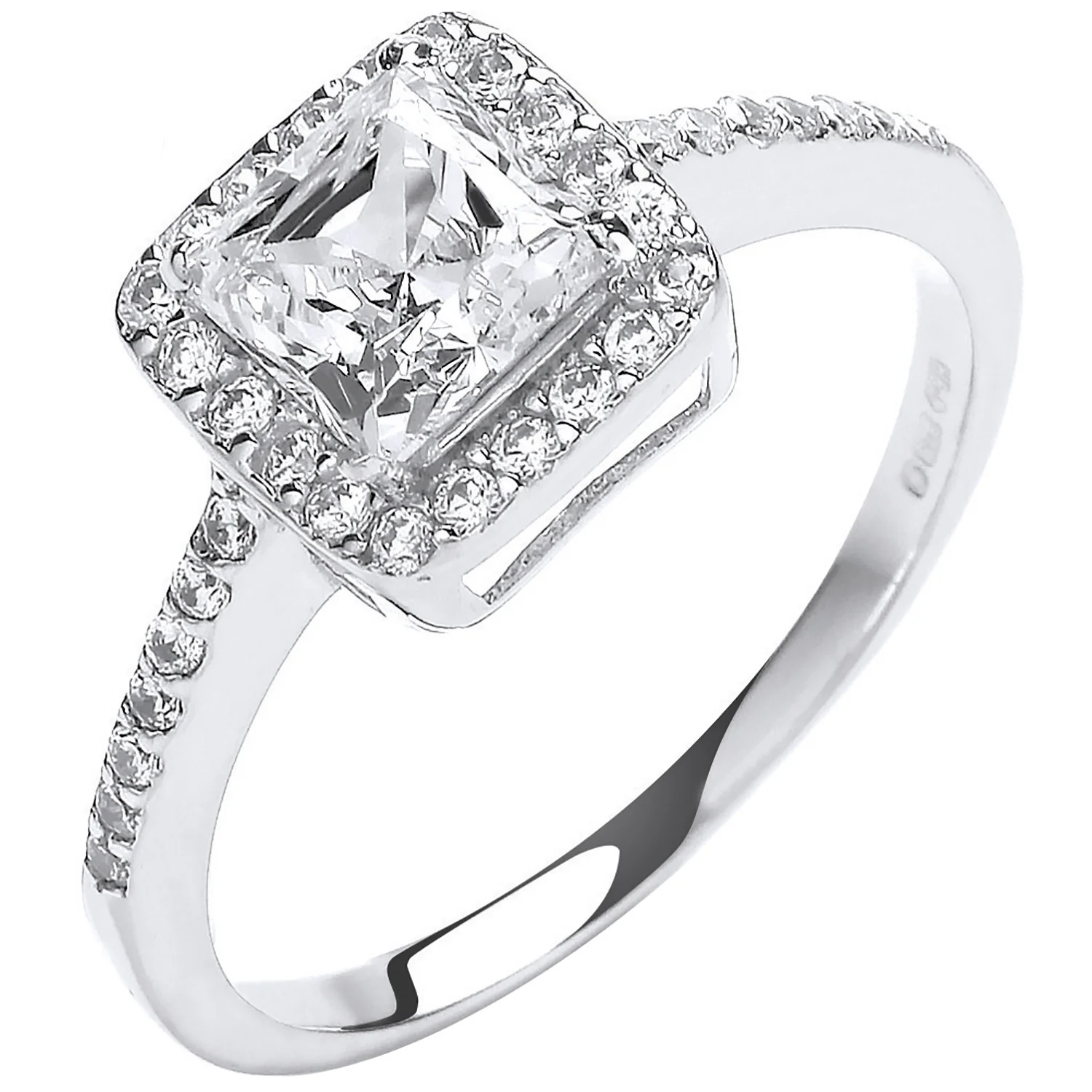 White Gold Ladies Princes Centre Cubic Zirconia Ring - 9ct Gold - Image 2