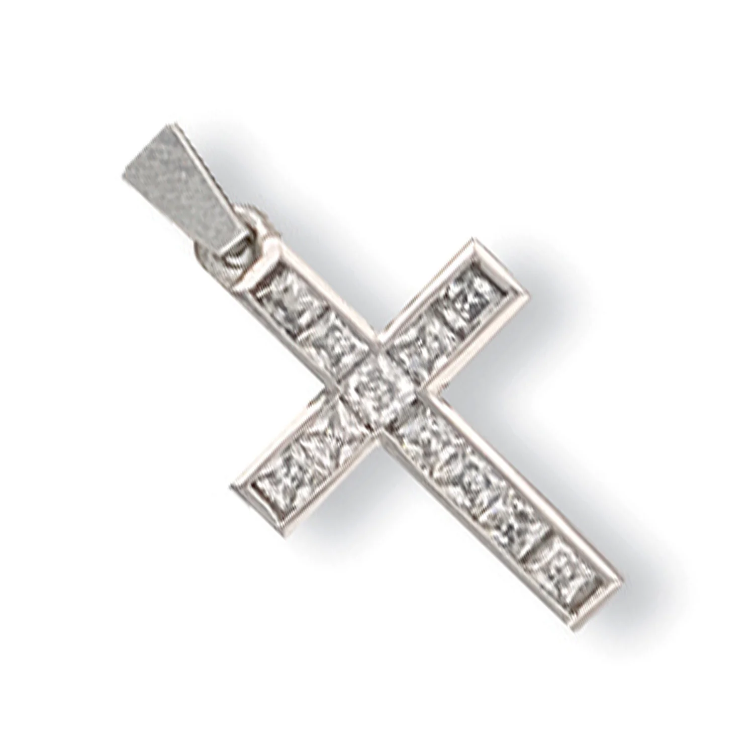 White Gold Princess Cut Cubic Zirconia Cross - 9ct Gold - Image 2