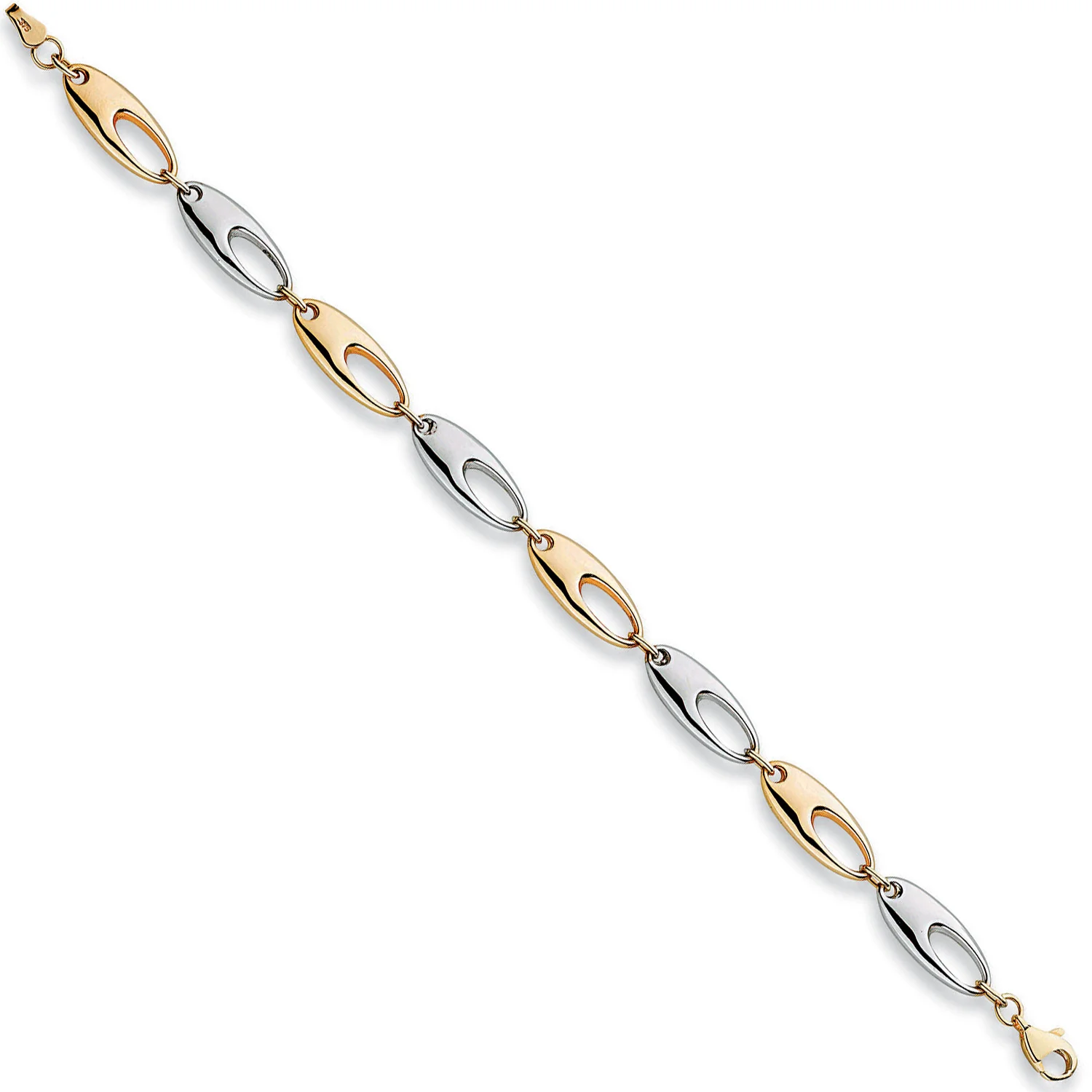 White & Yellow Gold 8mm Fancy Bracelet - 9ct Gold - Image 2