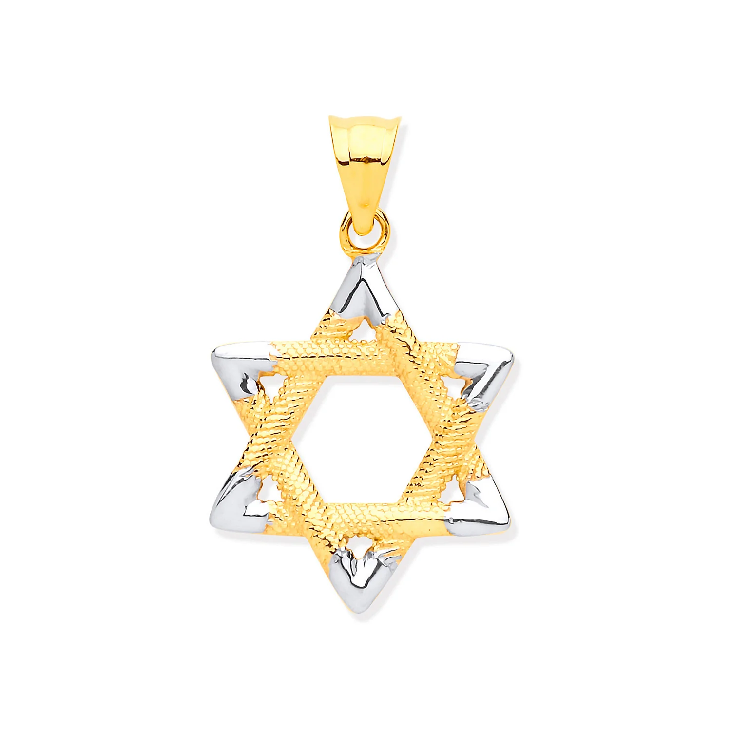 White & Yellow Gold Star of David Pendant - 9ct Gold - Image 2