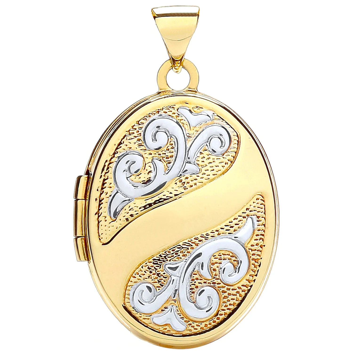 White/Yellow Oval Shaped Locket - 9ct Gold - Image 2