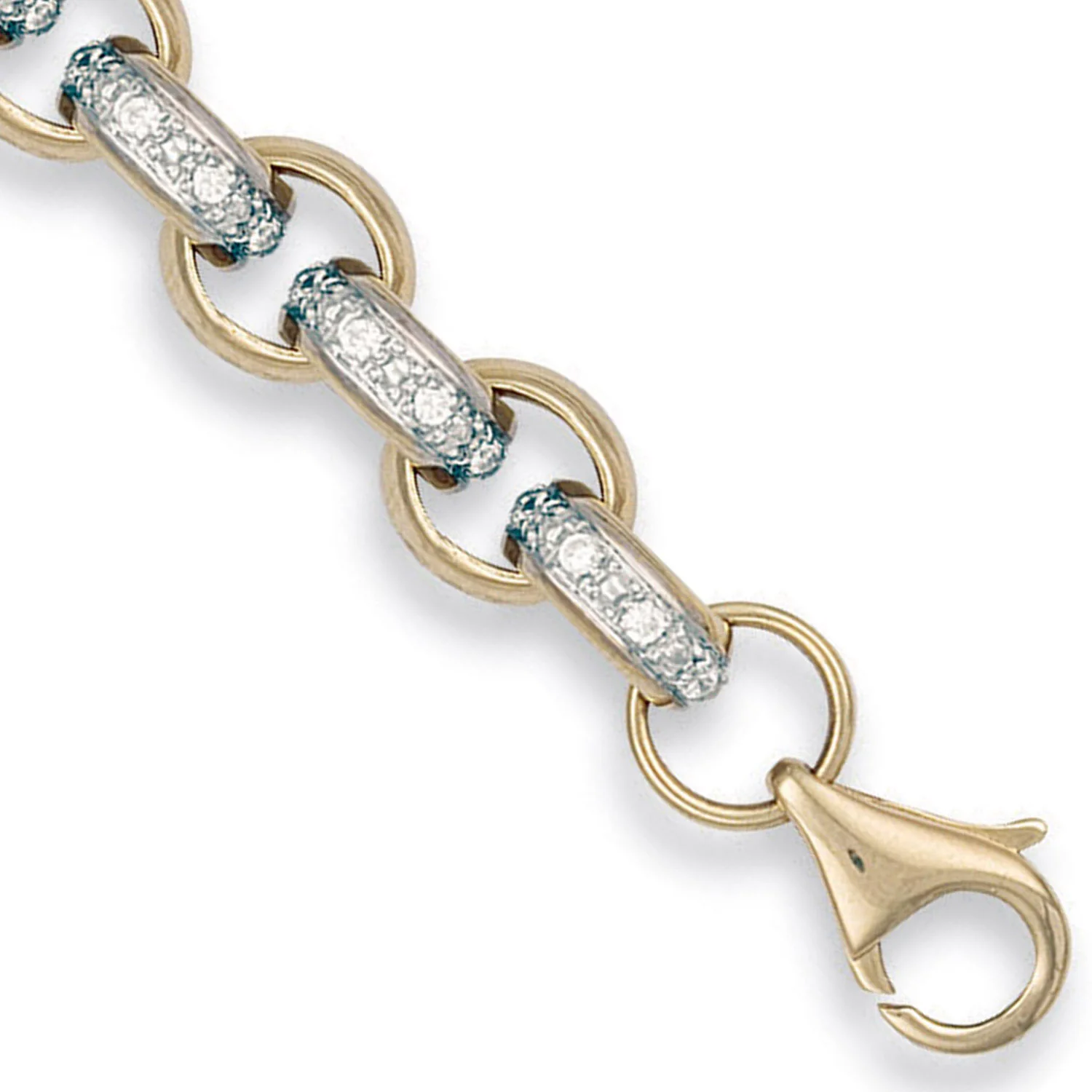 Yellow Gold 10.0mm Plain & Cubic Zirconia Belcher Chain - 9ct Gold - Image 2