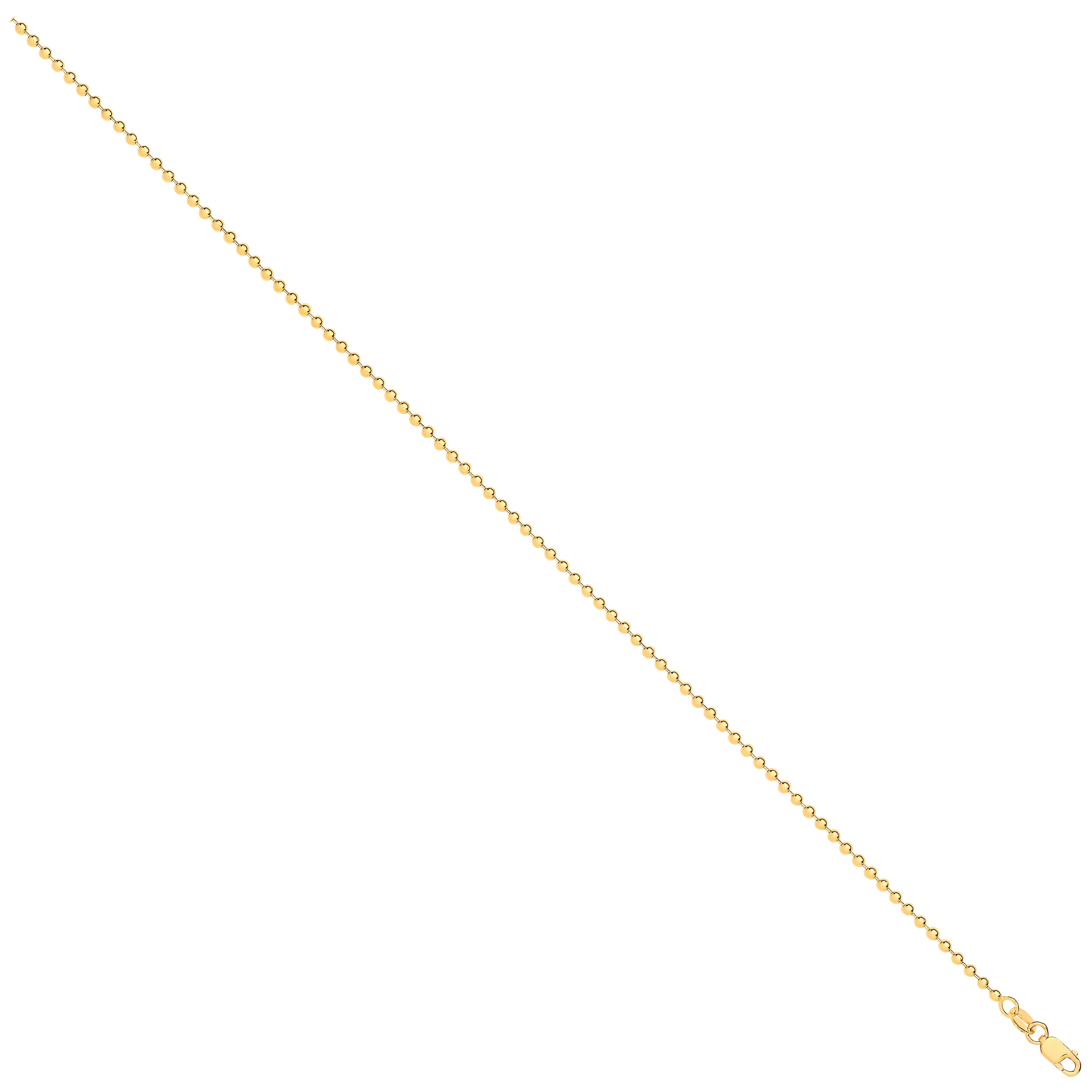 Yellow Gold 2.0mm Beads Chain - 9ct Gold - Image 2