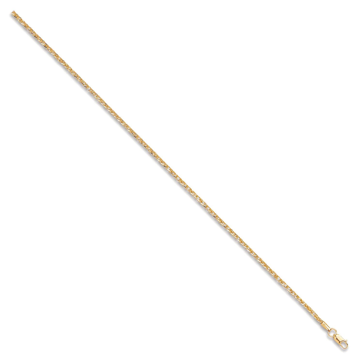 Yellow Gold 2.0mm Hollow Square Spiga Chain/Bracelet - 9ct Gold - Image 2