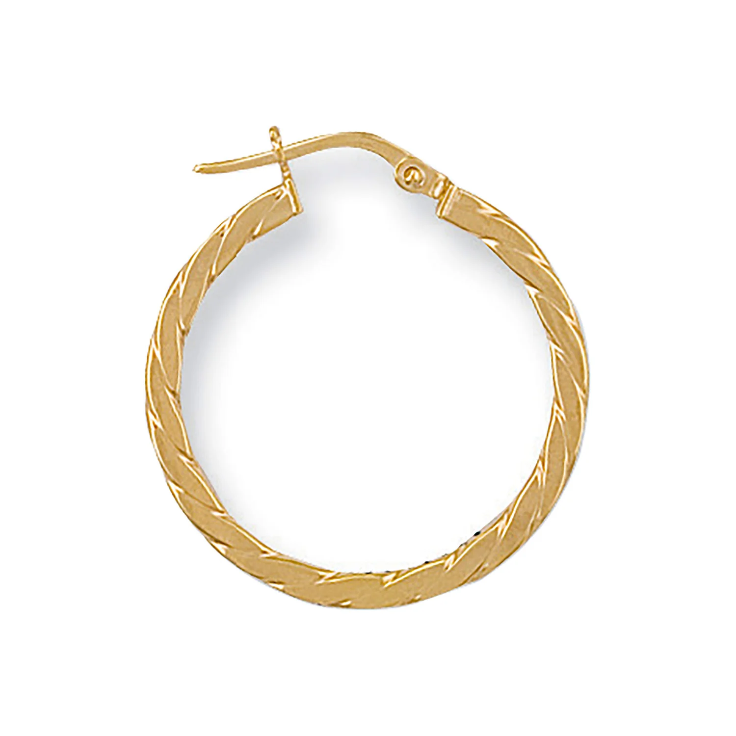 Yellow Gold 24mm Twisted Hoop Earrings - 9ct Gold - Image 2
