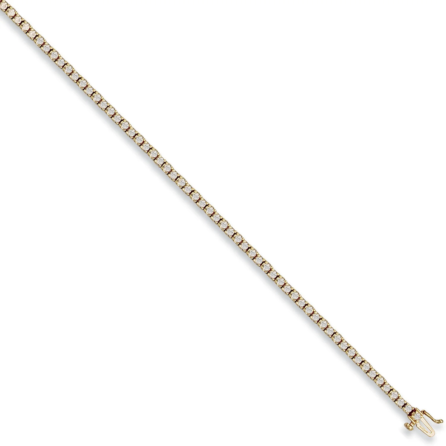 Yellow Gold 3.5mm Cubic Zirconia Tennis Bracelet - 9ct Gold - Image 2