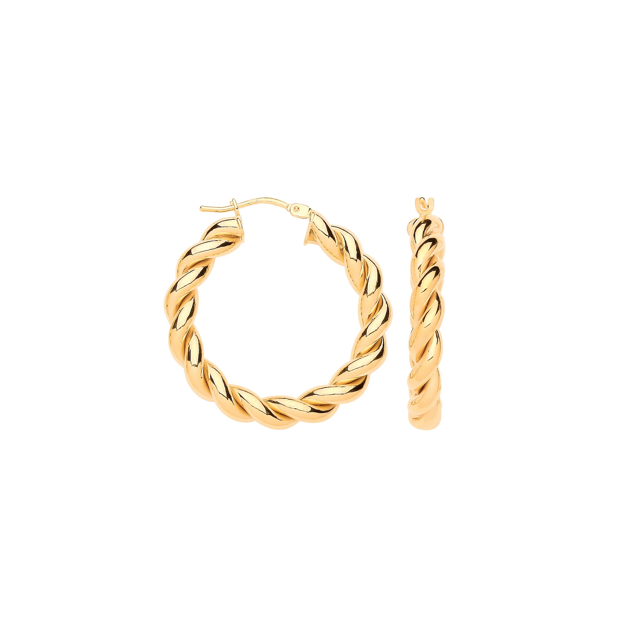 Yellow Gold 30mm Big Twist Hollow Hoops - 9ct Gold - Image 2