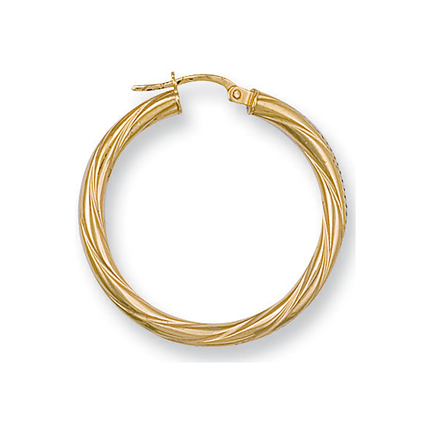 Yellow Gold 31mm Twisted Hoop Earrings - 9ct Gold - Image 2