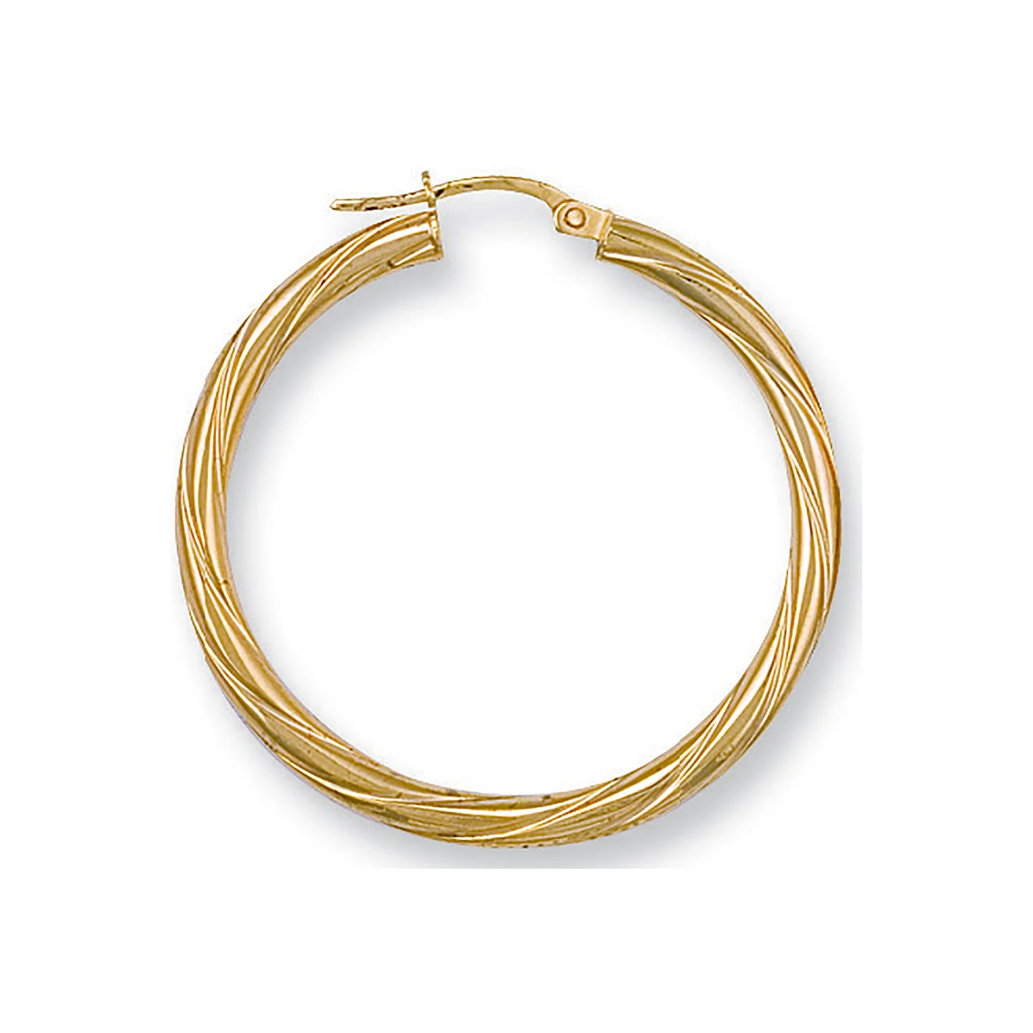 Yellow Gold 36mm Twisted Hoop Earrings - 9ct Gold - Image 2