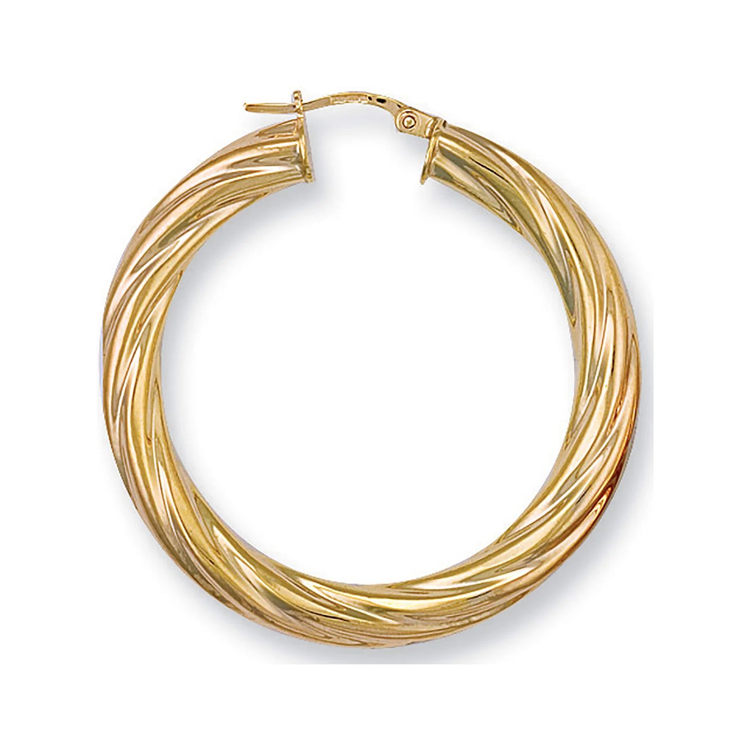 Yellow Gold 39mm Twisted Hoop Earrings - 9ct Gold - Image 2
