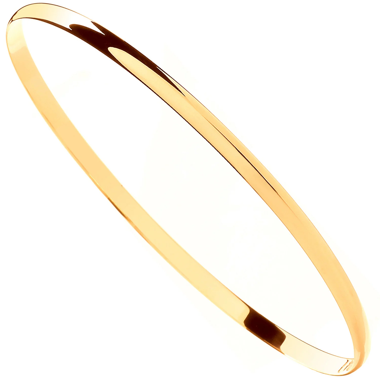 Yellow Gold 3mm Plain D-shape Ladies Bangle - 9ct Gold - Image 2