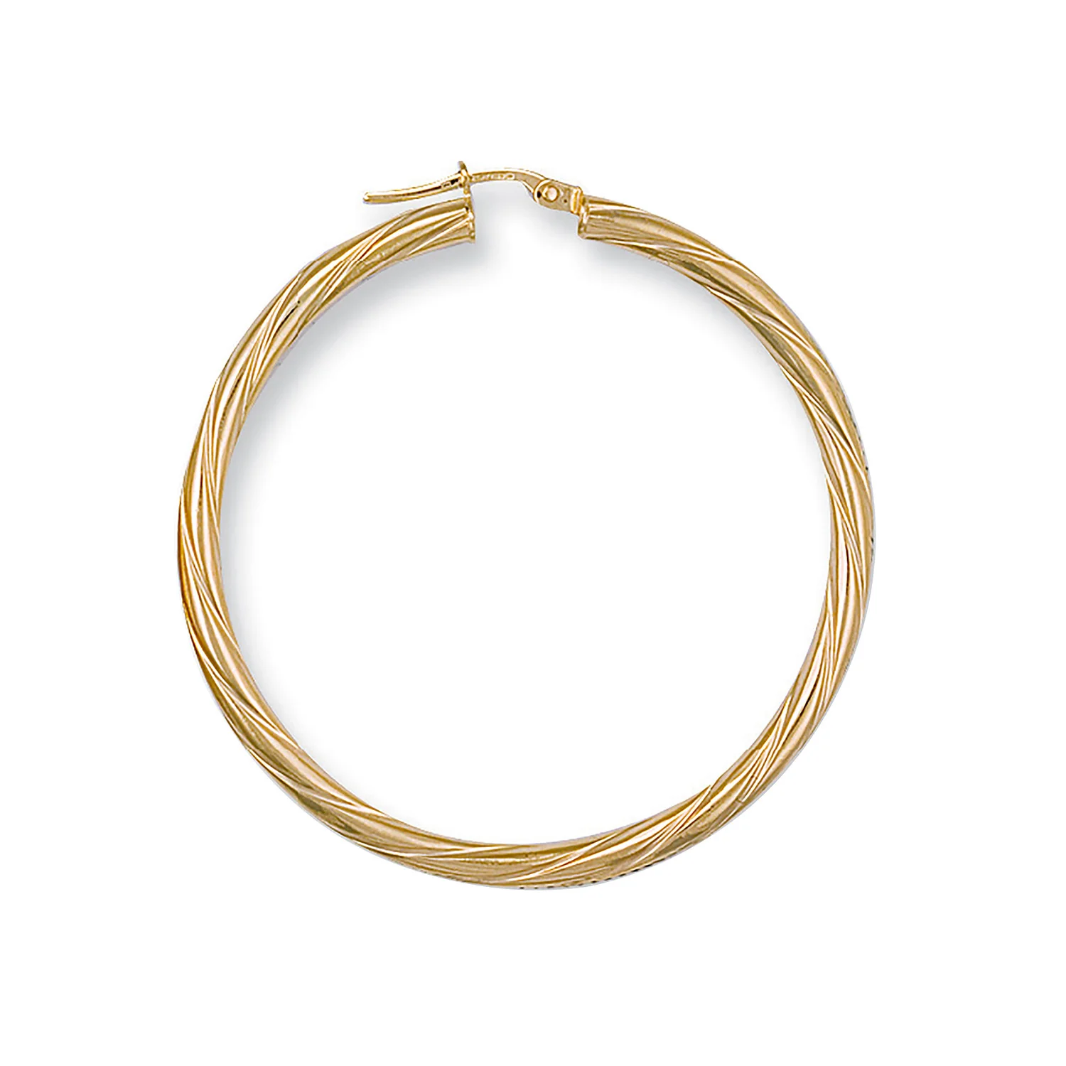 Yellow Gold 46mm Twisted Hoop Earrings - 9ct Gold - Image 2