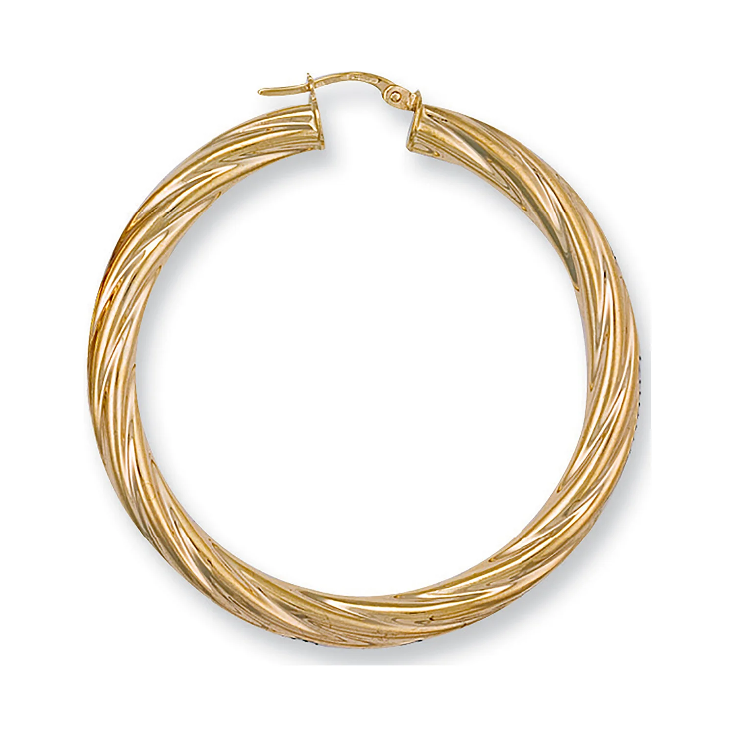 Yellow Gold 49mm Twisted Hoop Earrings - 9ct Gold - Image 2