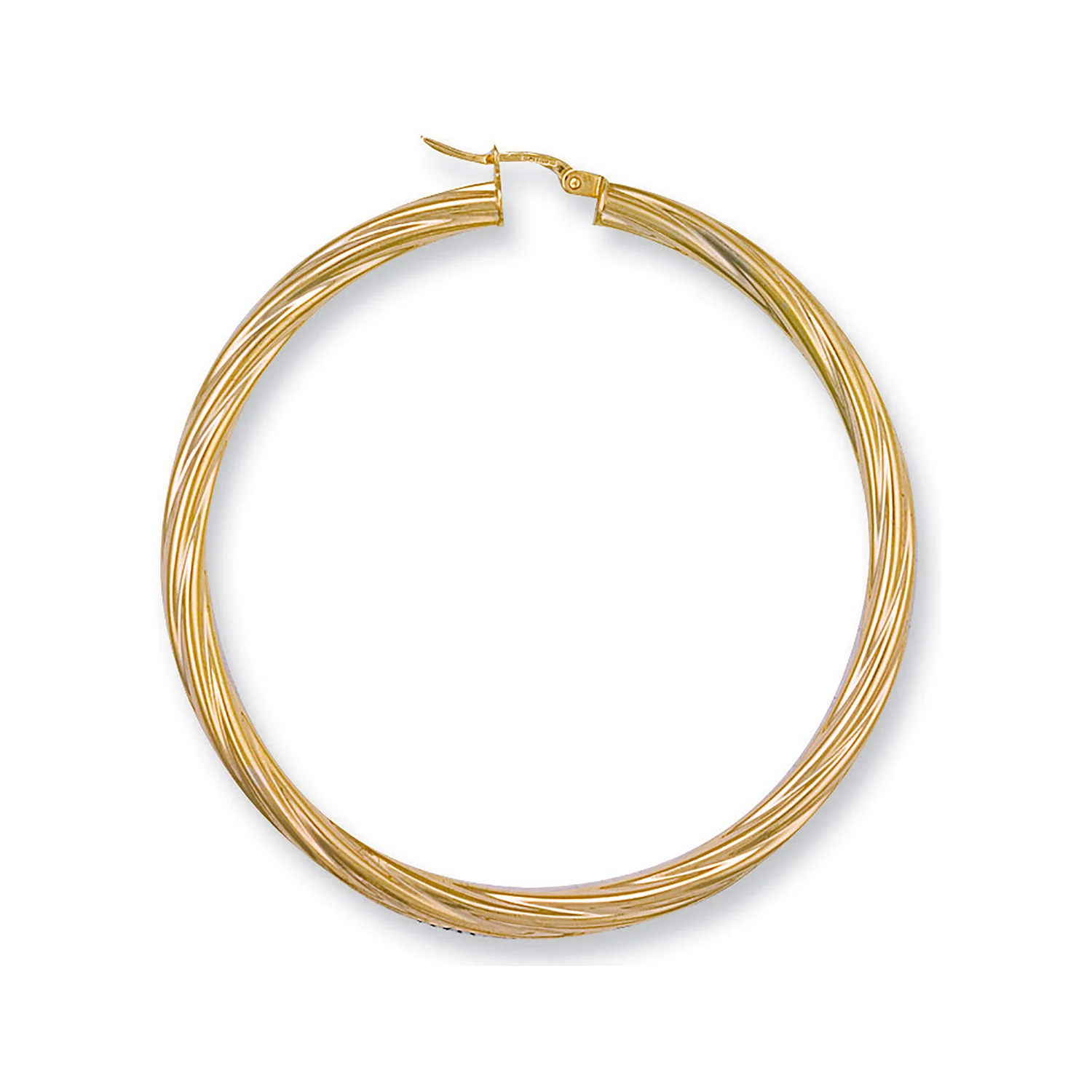 Yellow Gold 57mm Twisted Hoop Earrings - 9ct Gold - Image 2