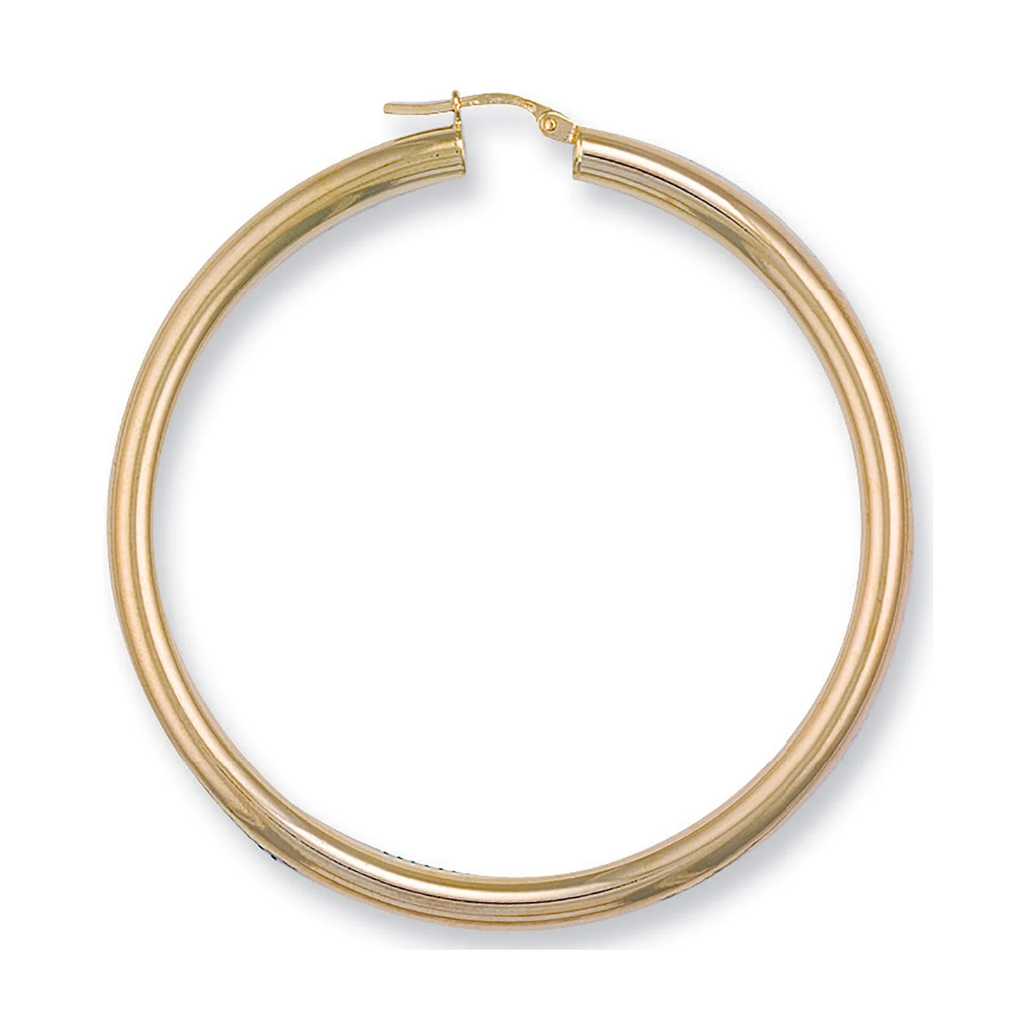 Yellow Gold 58mm Round Tube Hoop Earrings - 9ct Gold - Image 2