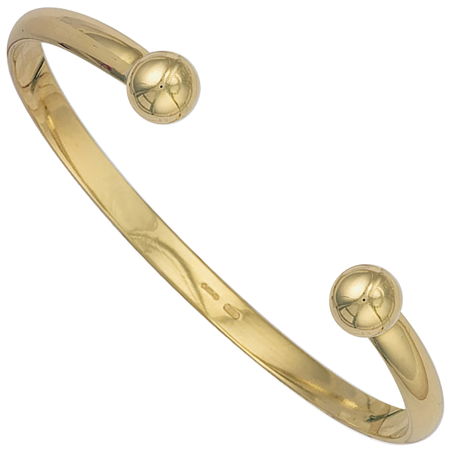 Yellow Gold 5mm D - Shaped Solid Torque Bangle - 9ct Gold - Image 2