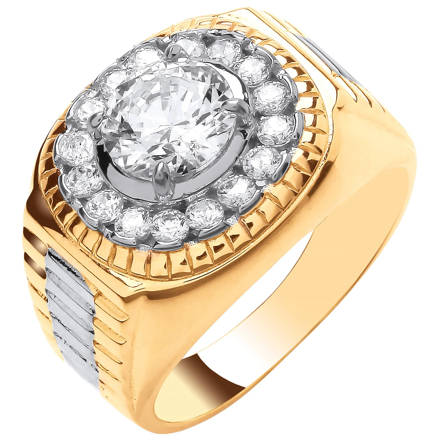 Yellow Gold 8.0mm Cubic Zirconia Fancy Ring - 9ct Gold - Image 2