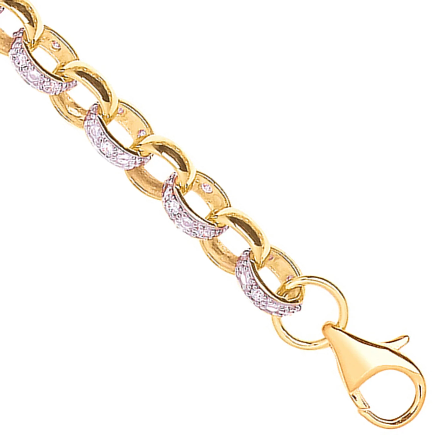 Yellow Gold 8.0mm Plain & Cubic Zirconia Belcher 8.3mm Chain - 9ct Gold - Image 2
