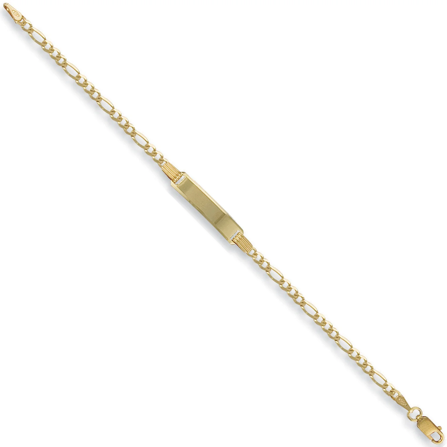 Yellow Gold Baby/Ladies Figaro ID Bracelet - 9ct Gold - Image 2