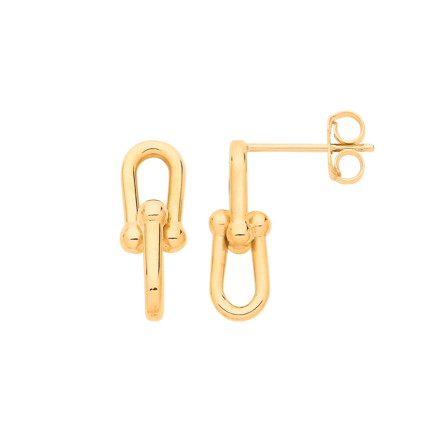 Yellow Gold Bike Lock Stud Earrings - 9ct Gold - Image 2