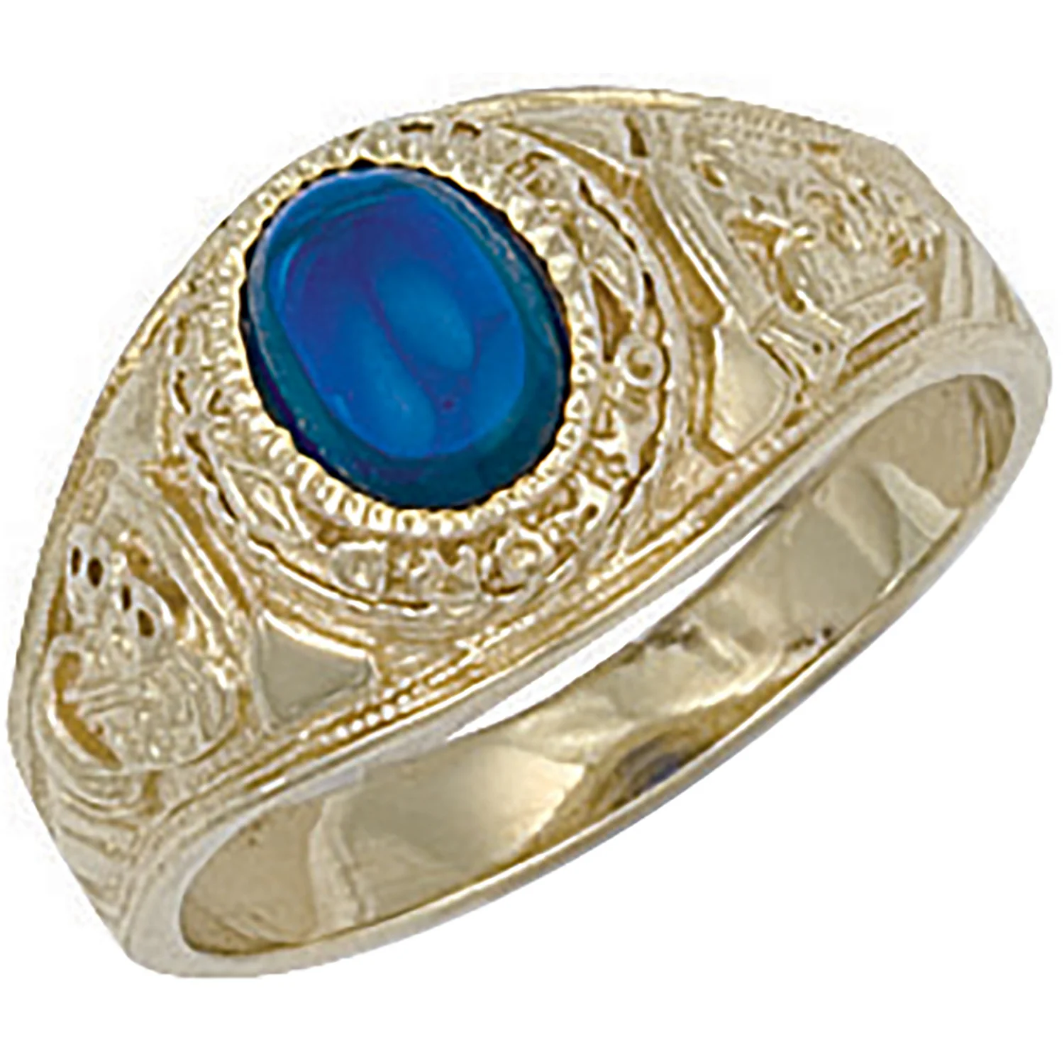 Yellow Gold Blue Cabochon College Ring - 9ct Gold - Image 2