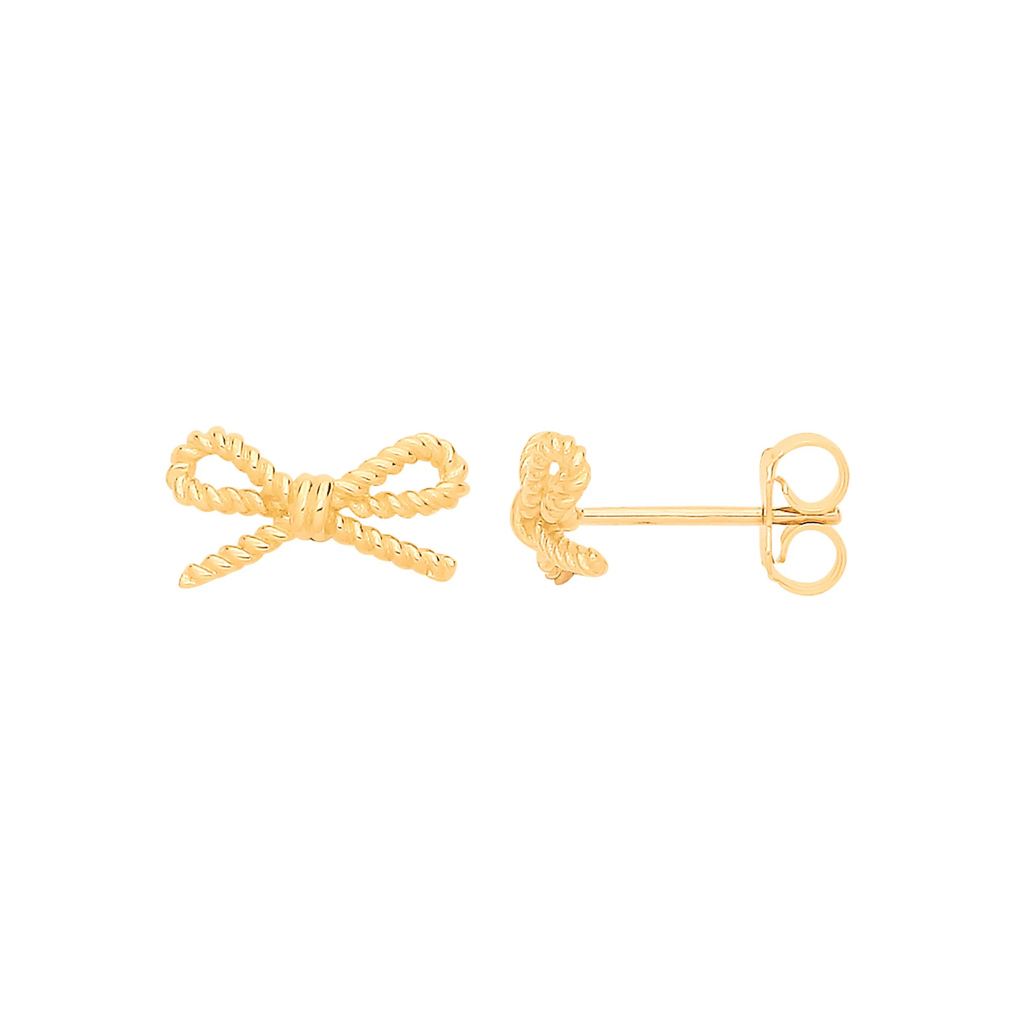 Yellow Gold Bow Stud Earrings - 9ct Gold - Image 2