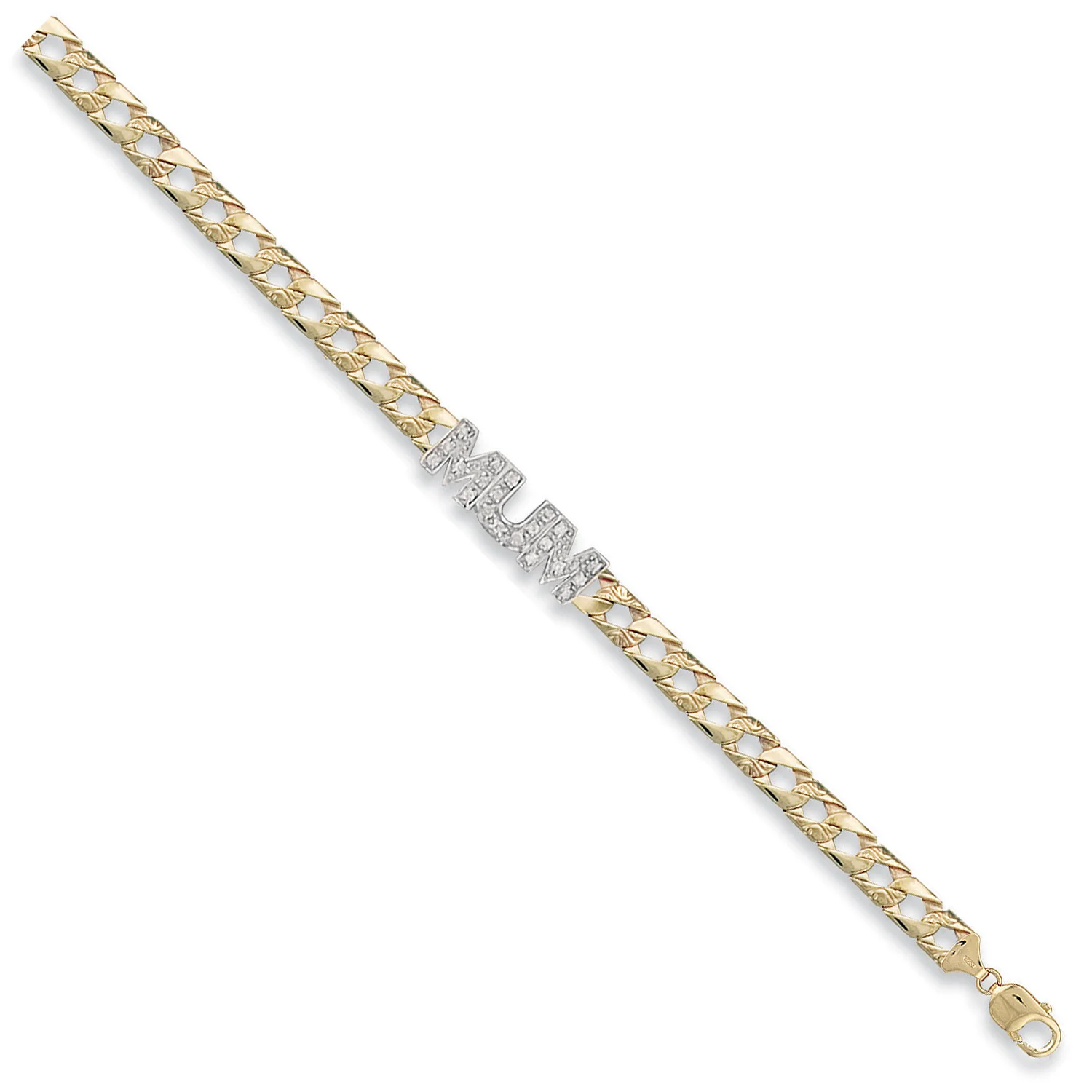 Yellow Gold Casted Cubic Zirconia Mum Bracelet - 9ct Gold - Image 2