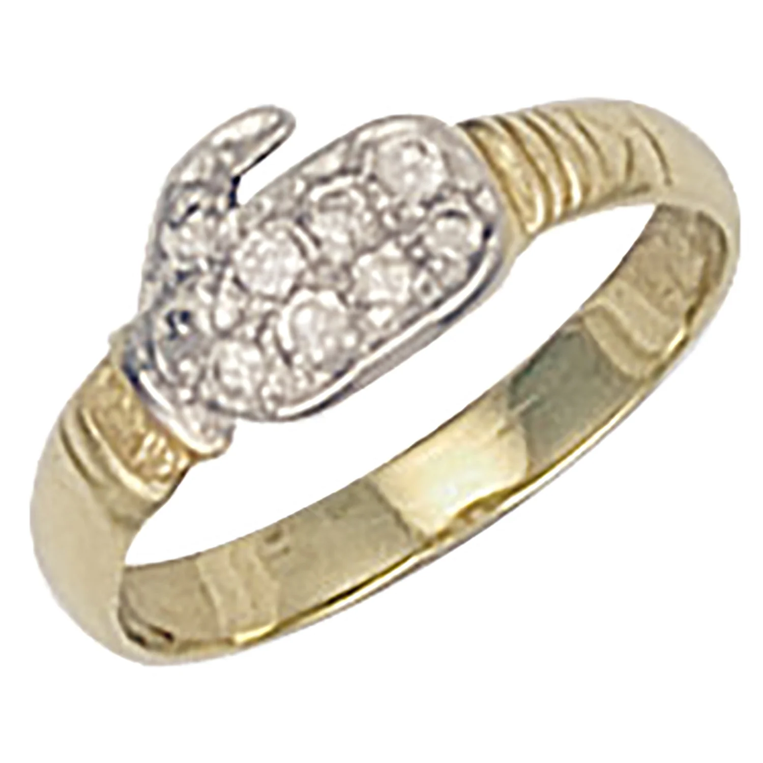 Yellow Gold Cubic Zirconia Baby Boxing Glove Ring - 9ct Gold - Image 2