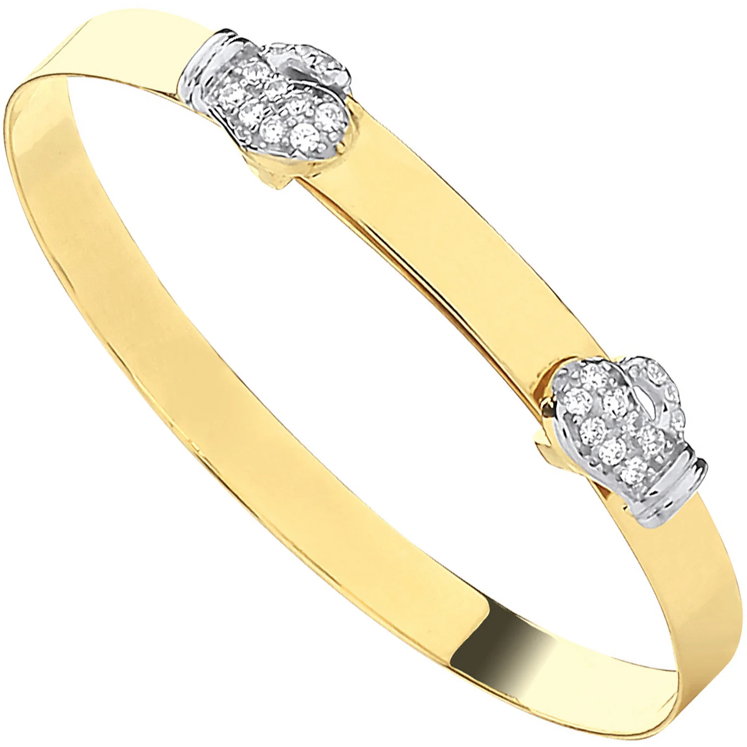 Yellow Gold Cubic Zirconia Boxing Gloves Expandable Baby Bangle - 9ct Gold - Image 2