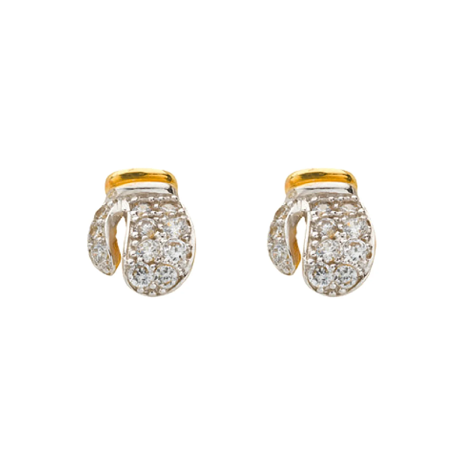 Yellow Gold Cubic Zirconia Boxing Gloves Stud Earrings - 9ct Gold - Image 2