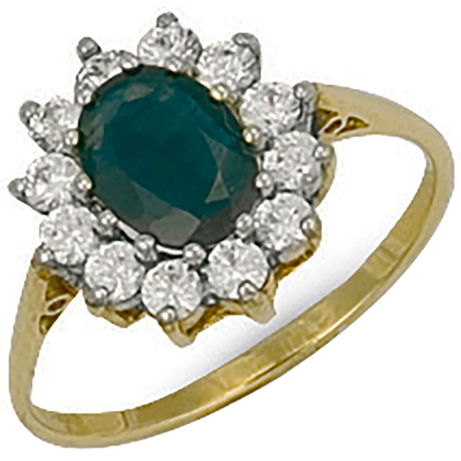 Yellow Gold Cubic Zirconia Cluster Ring - 9ct Gold - Image 2