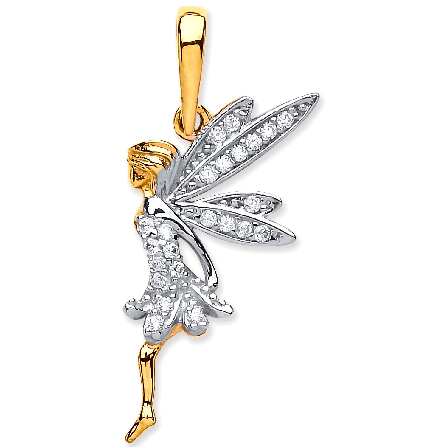Yellow Gold Cubic Zirconia Fairy Pendant - 9ct Gold - Image 2