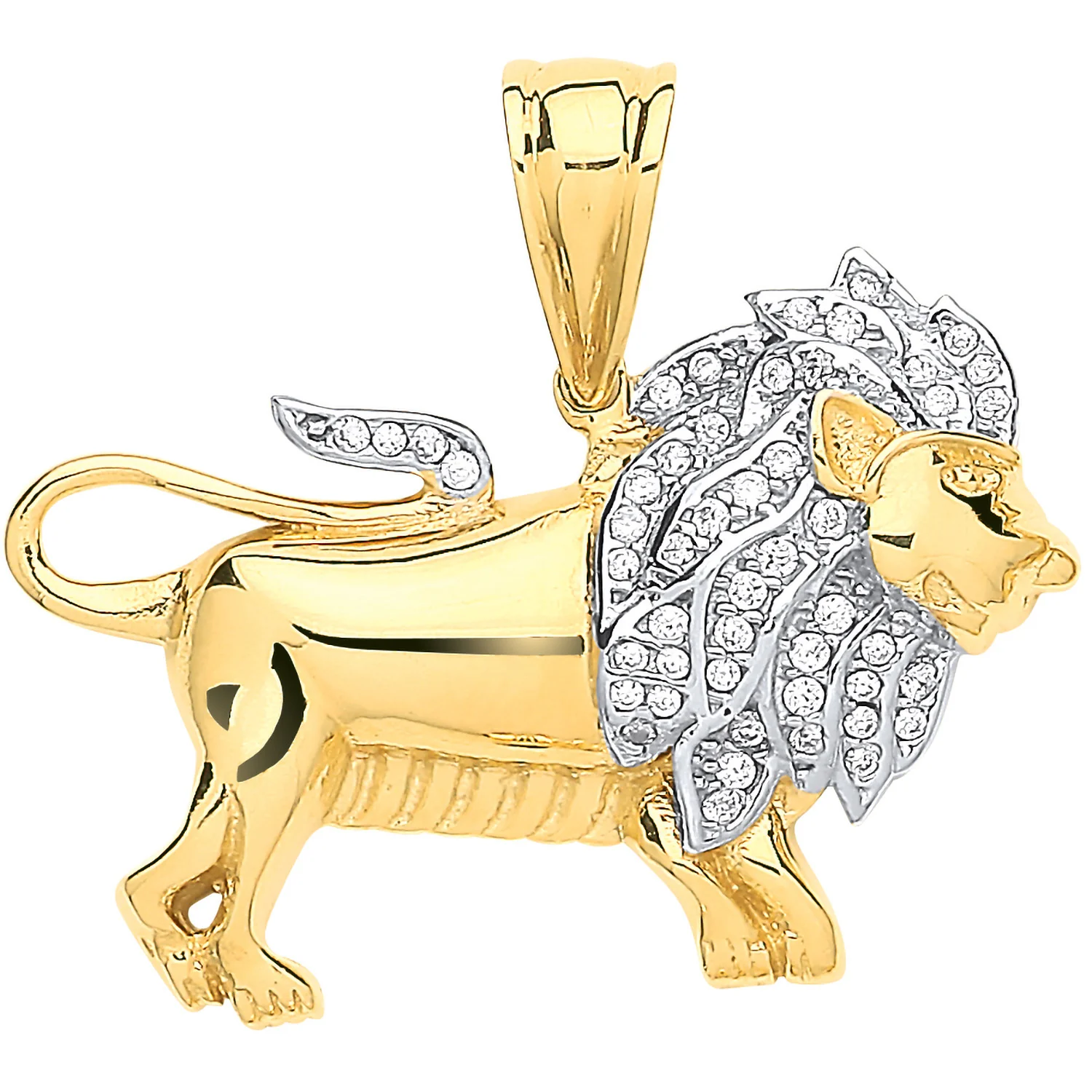 Yellow Gold Cubic Zirconia Lion Pendant - 9ct Gold - Image 2