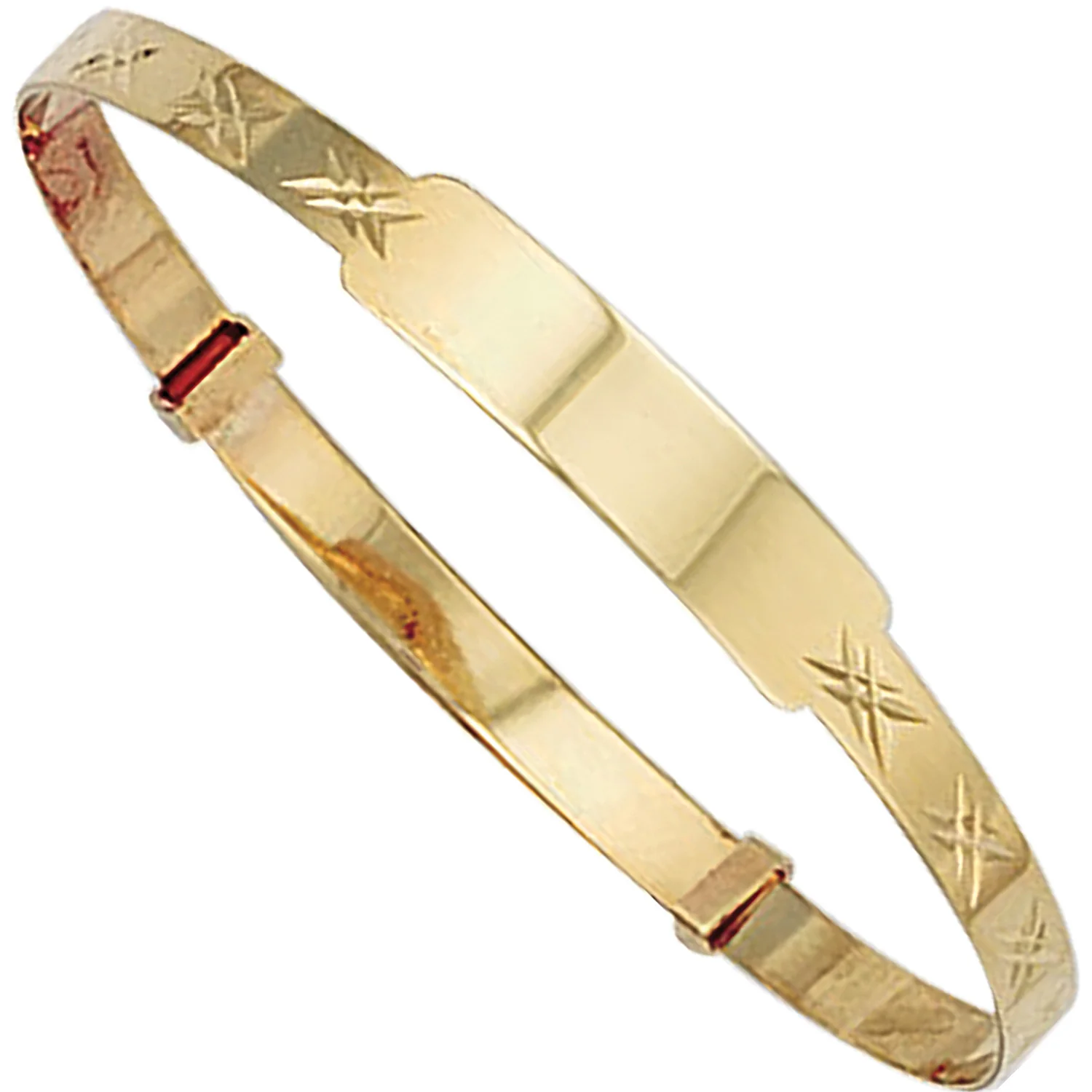Yellow Gold D/C Expandable ID Baby Bangle - 9ct Gold - Image 2