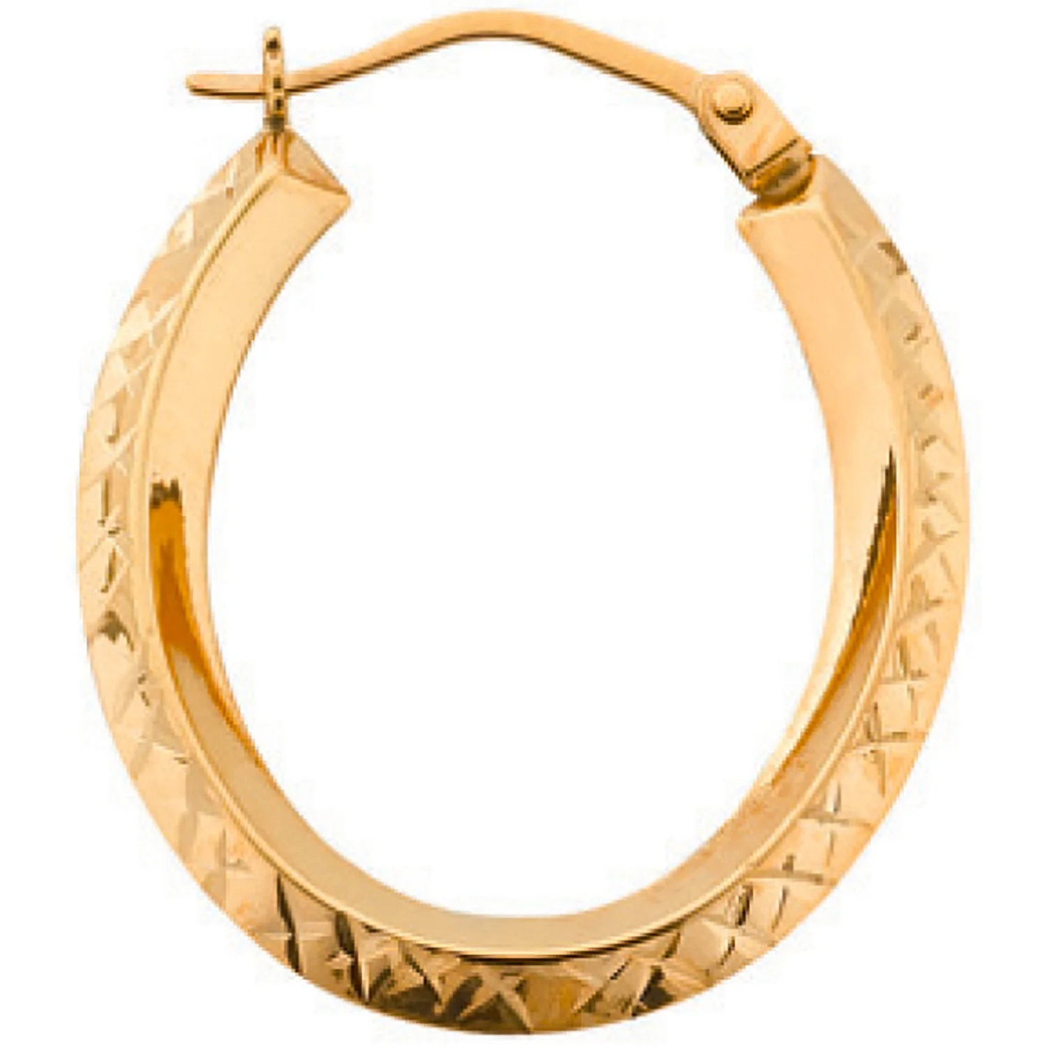 Yellow Gold D/C Oval Hoop Earrings - 9ct Gold - Image 2