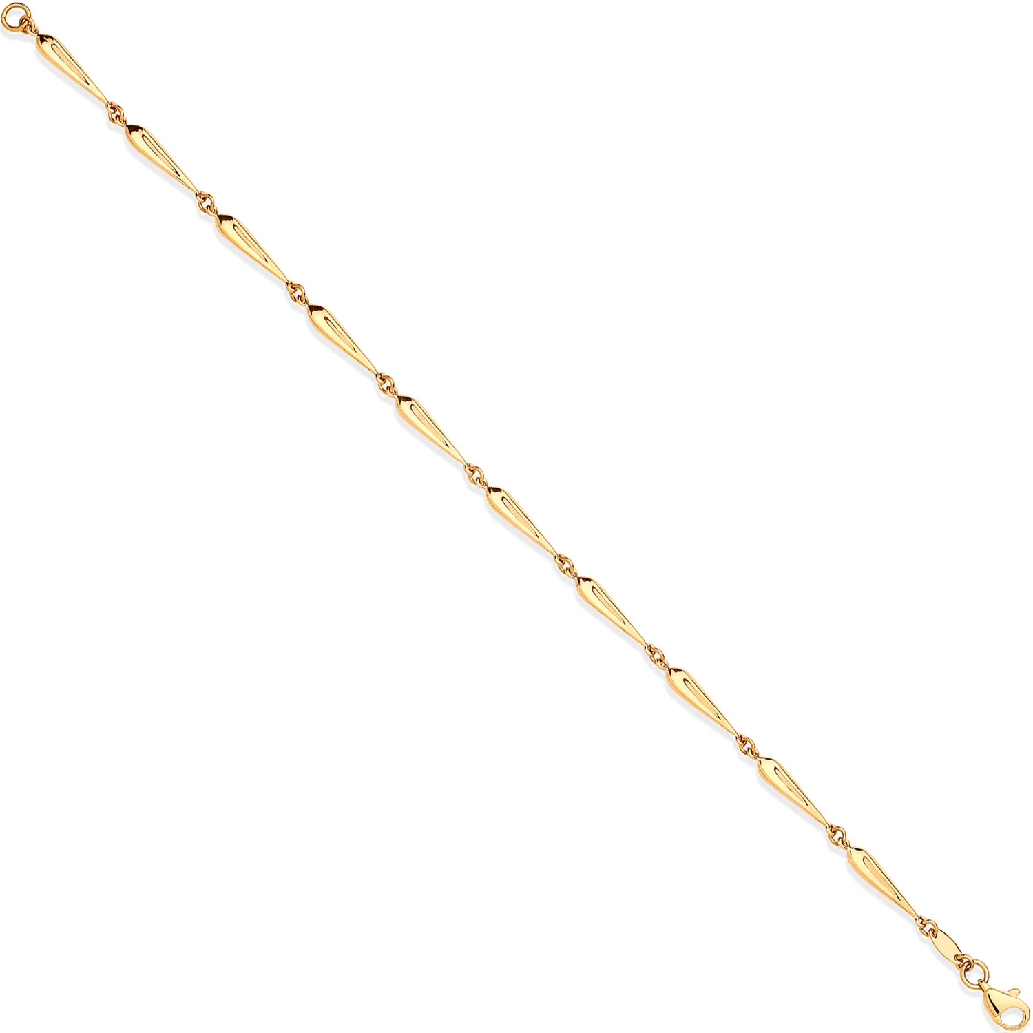 Yellow Gold Elongated Teardrop Link Ladies Bracelet - 9ct Gold - Image 2