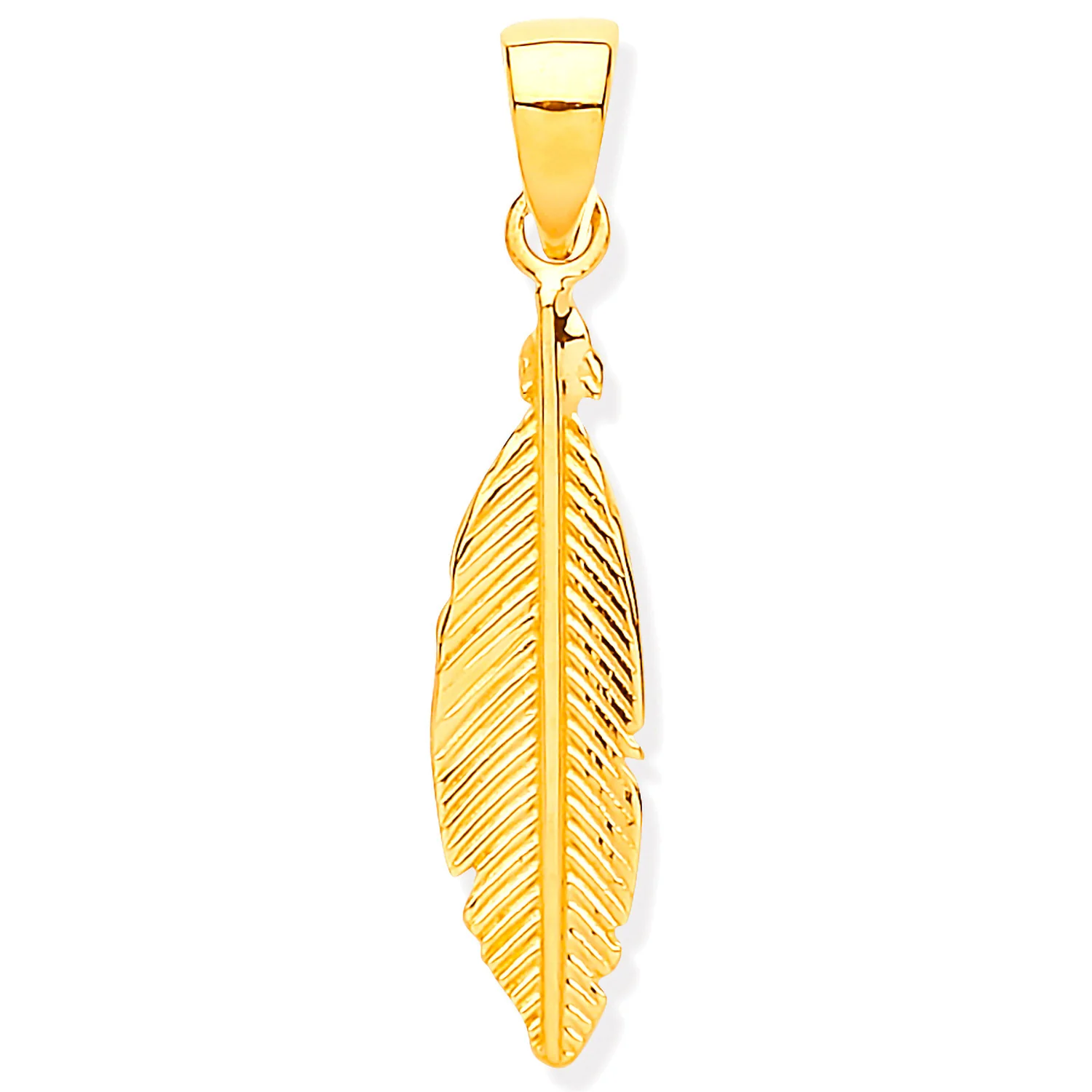 Yellow Gold Feather Leaf Pendant - 9ct Gold - Image 2