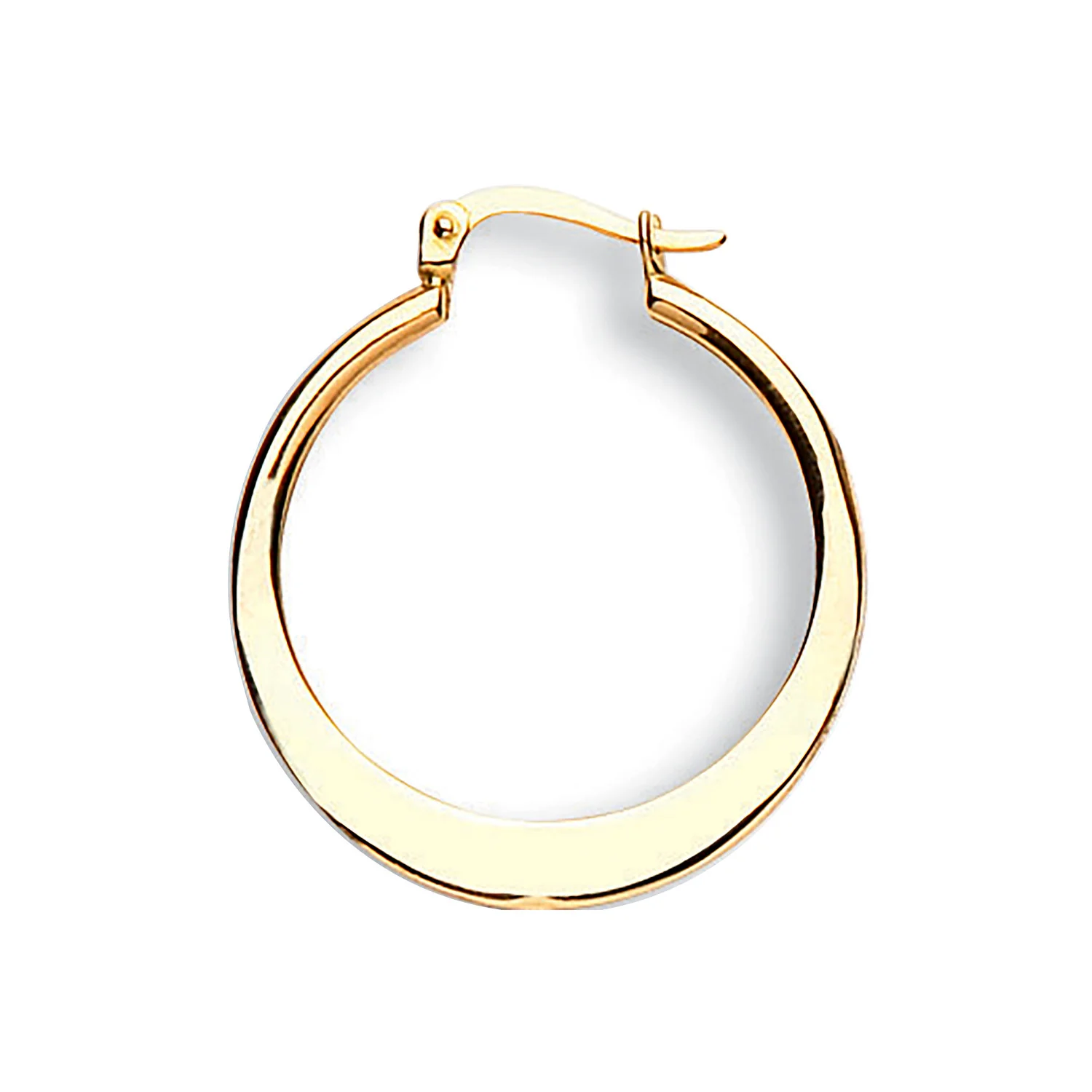 Yellow Gold Flat Round 26mm Hoop Earrings - 9ct Gold - Image 2