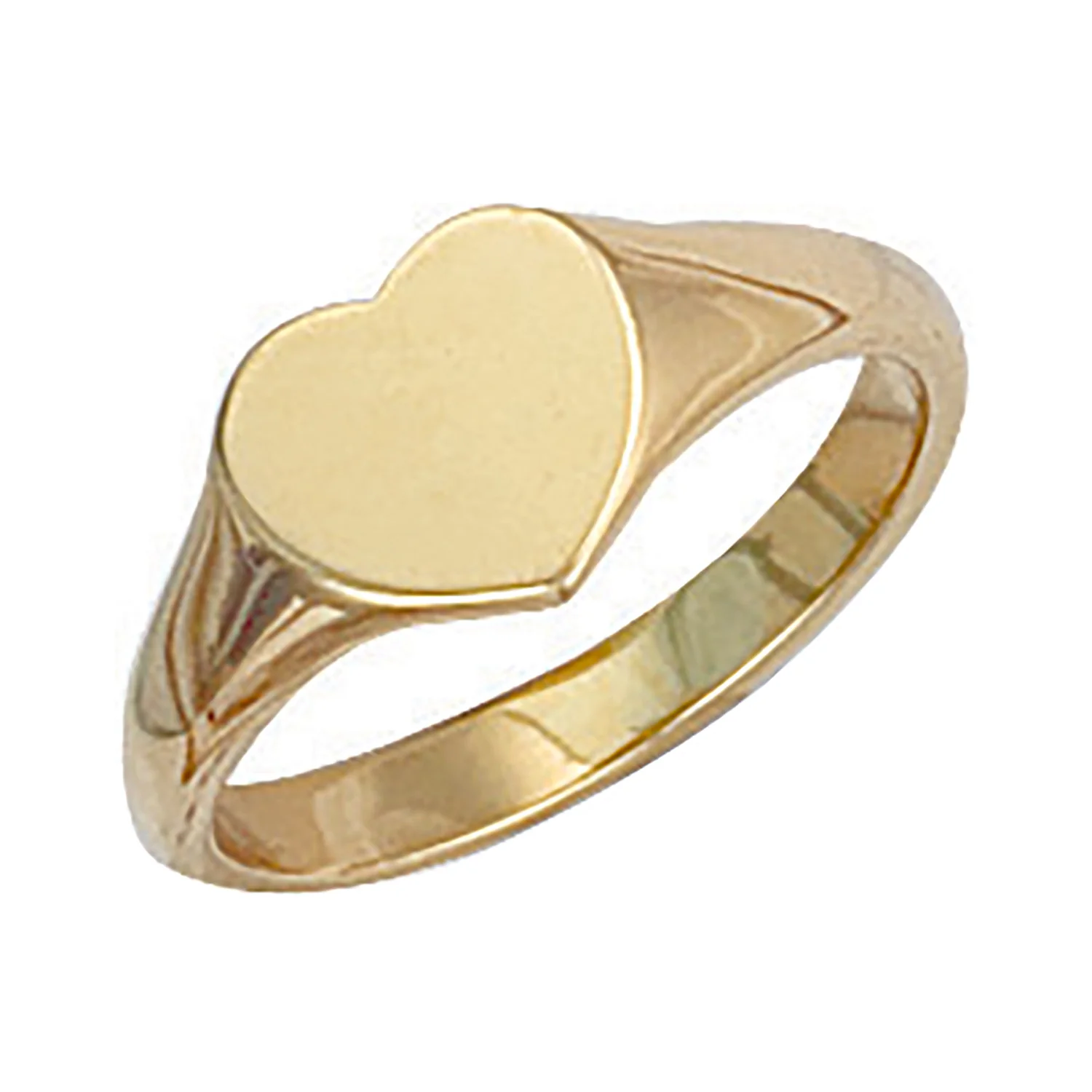 Yellow Gold Heart Plain Maiden Signet Ring - 9ct Gold - Image 2