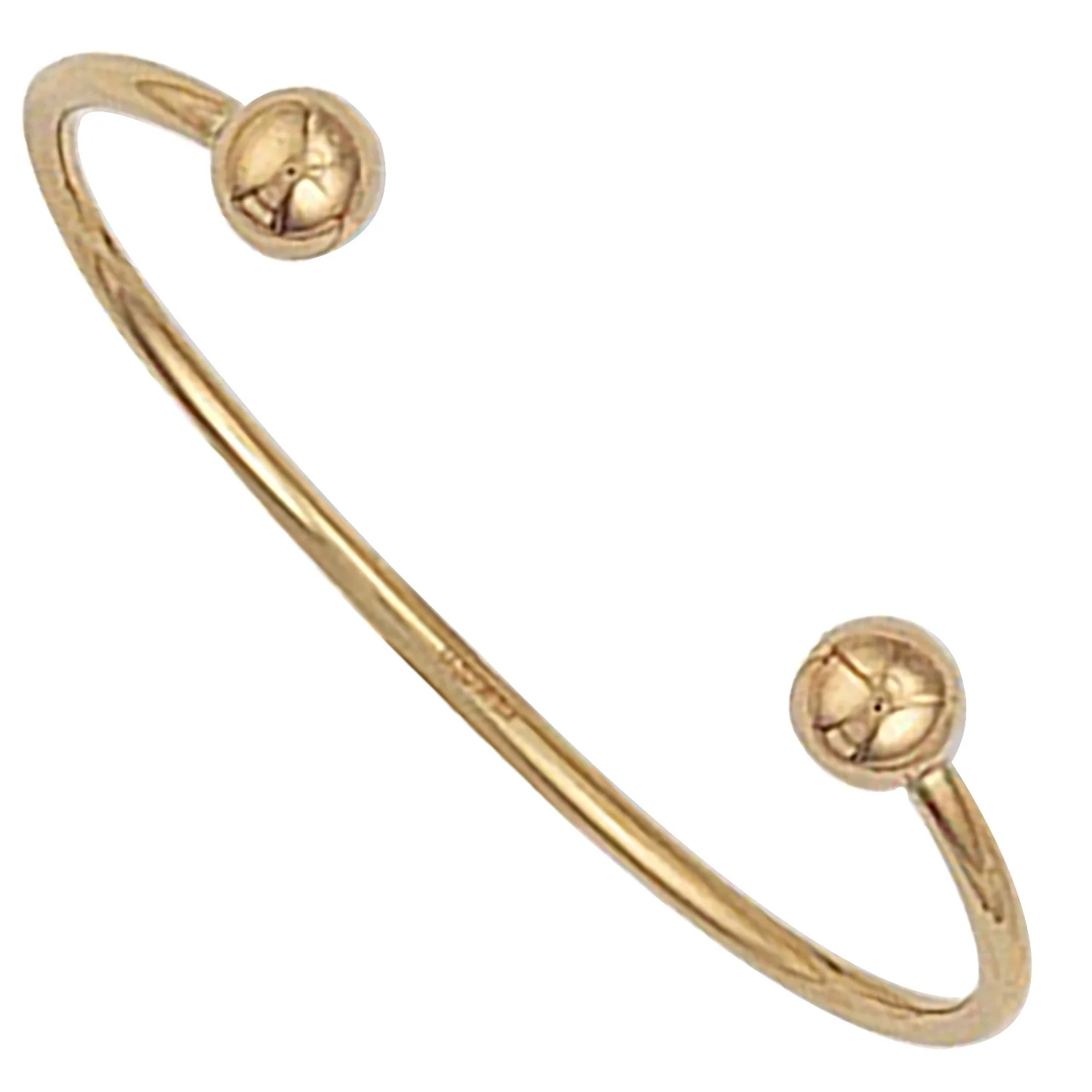 Yellow Gold Hollow Baby Torque Bangle - 9ct Gold - Image 2