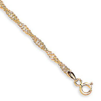 Yellow Gold Hollow Singapore Anklet - 9ct Gold - Image 2