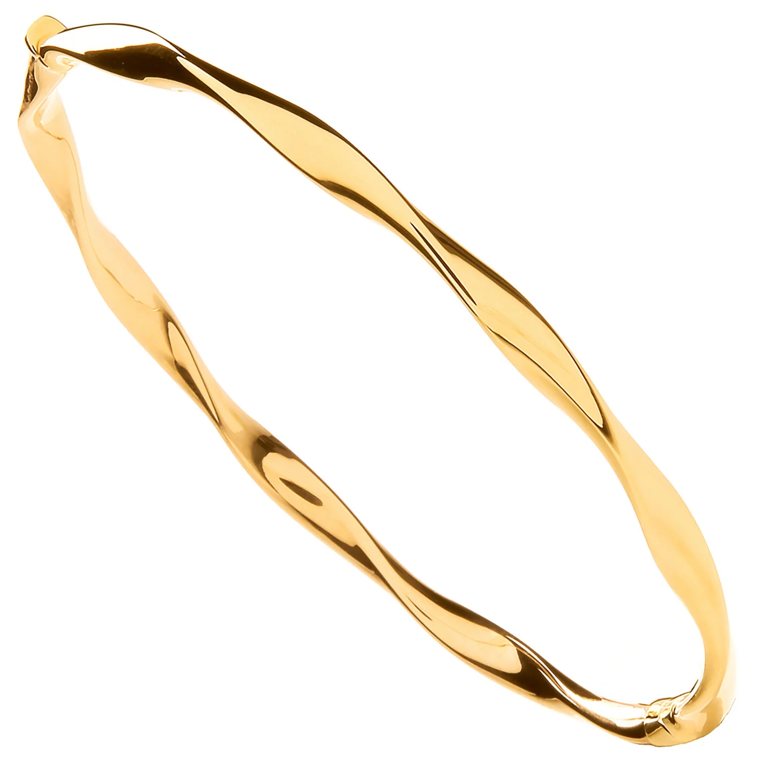 Yellow Gold Hollow Twist Ladies Bangle - 9ct Gold - Image 2