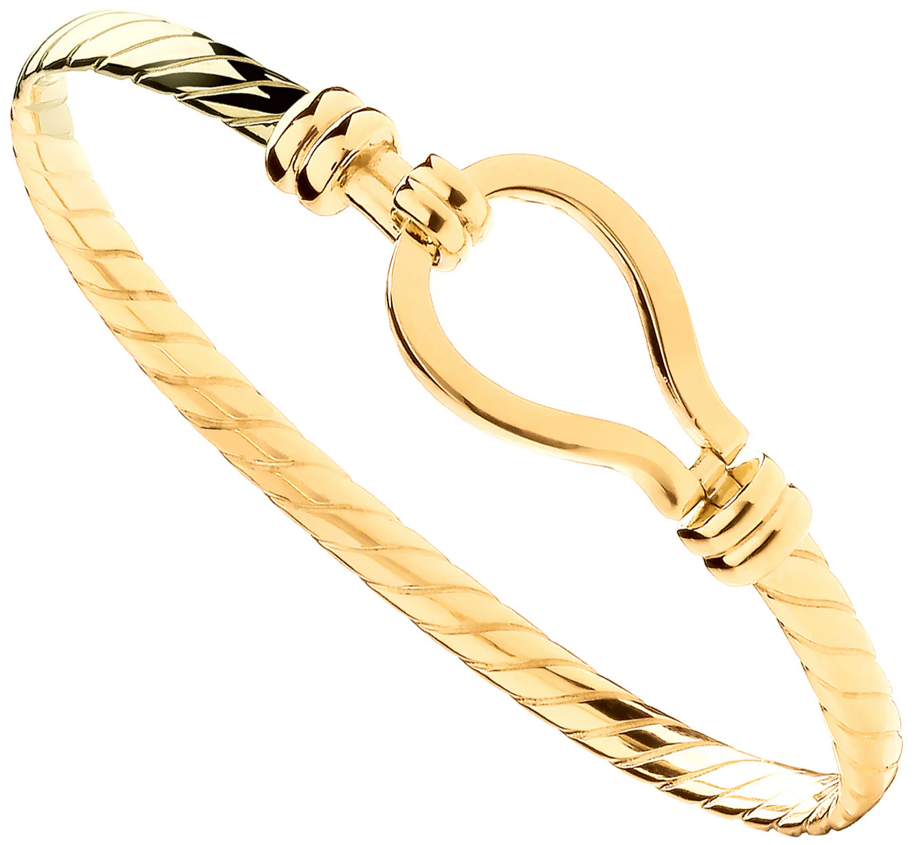 Yellow Gold Hook Ladies 4mm Bangle - 9ct Gold - Image 2
