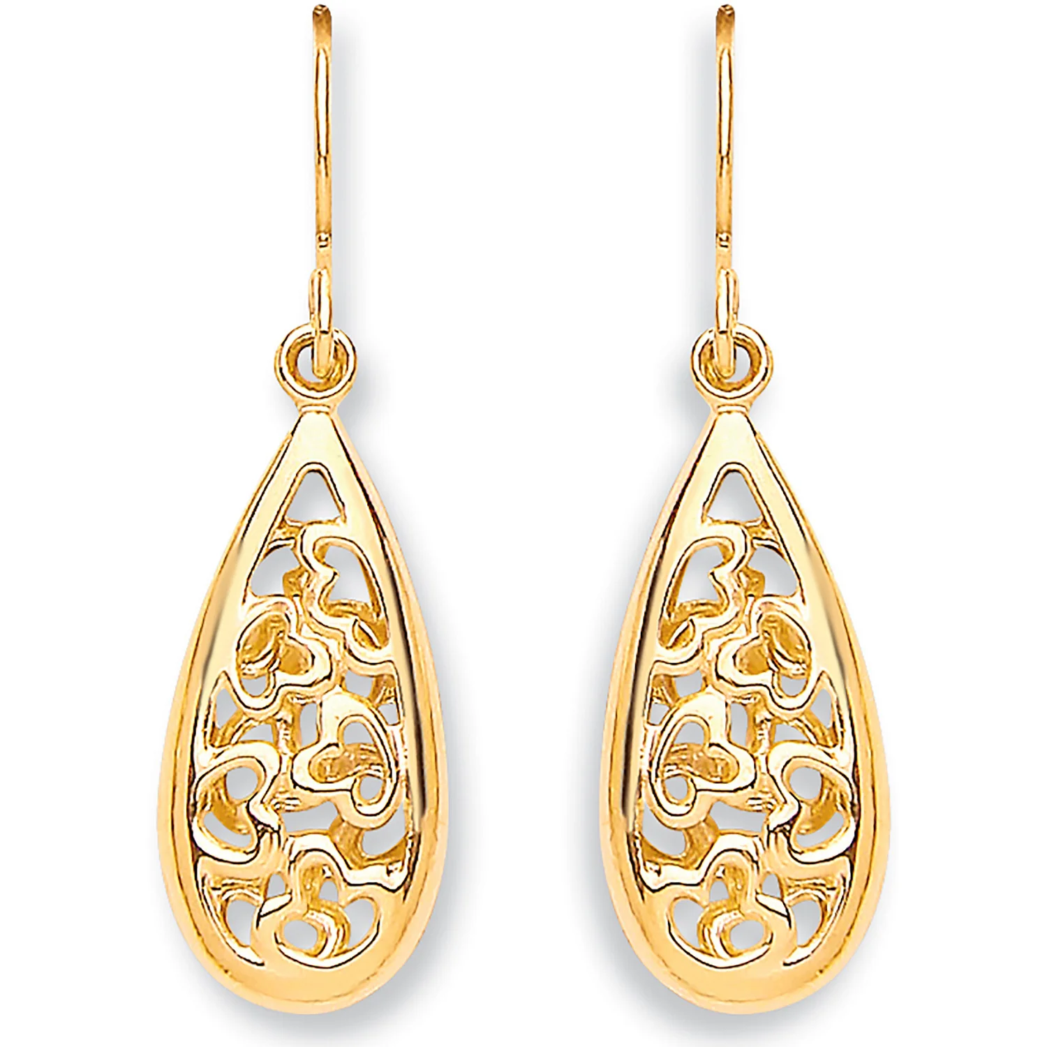 Yellow Gold Hook Oval Drop Earrings - 9ct Gold