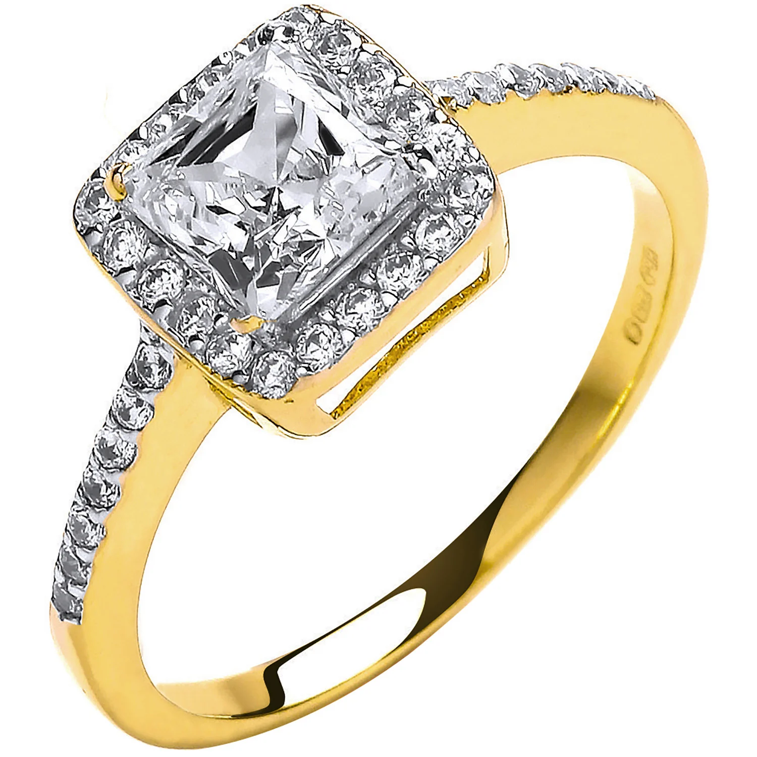 Yellow Gold Ladies Princes Centre Cubic Zirconia Ring - 9ct Gold - Image 2