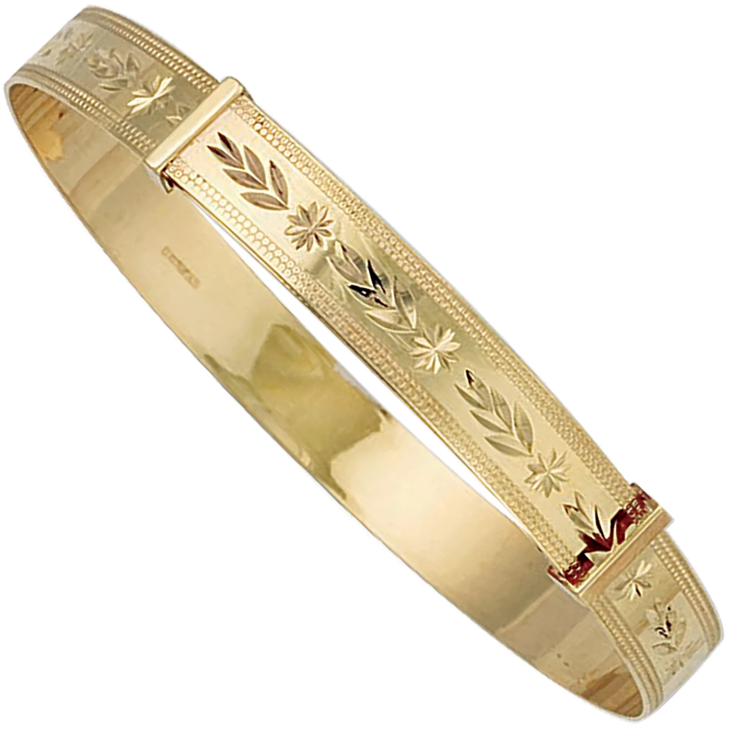 Yellow Gold Maiden D/C Slave Bangle - 9ct Gold - Image 2