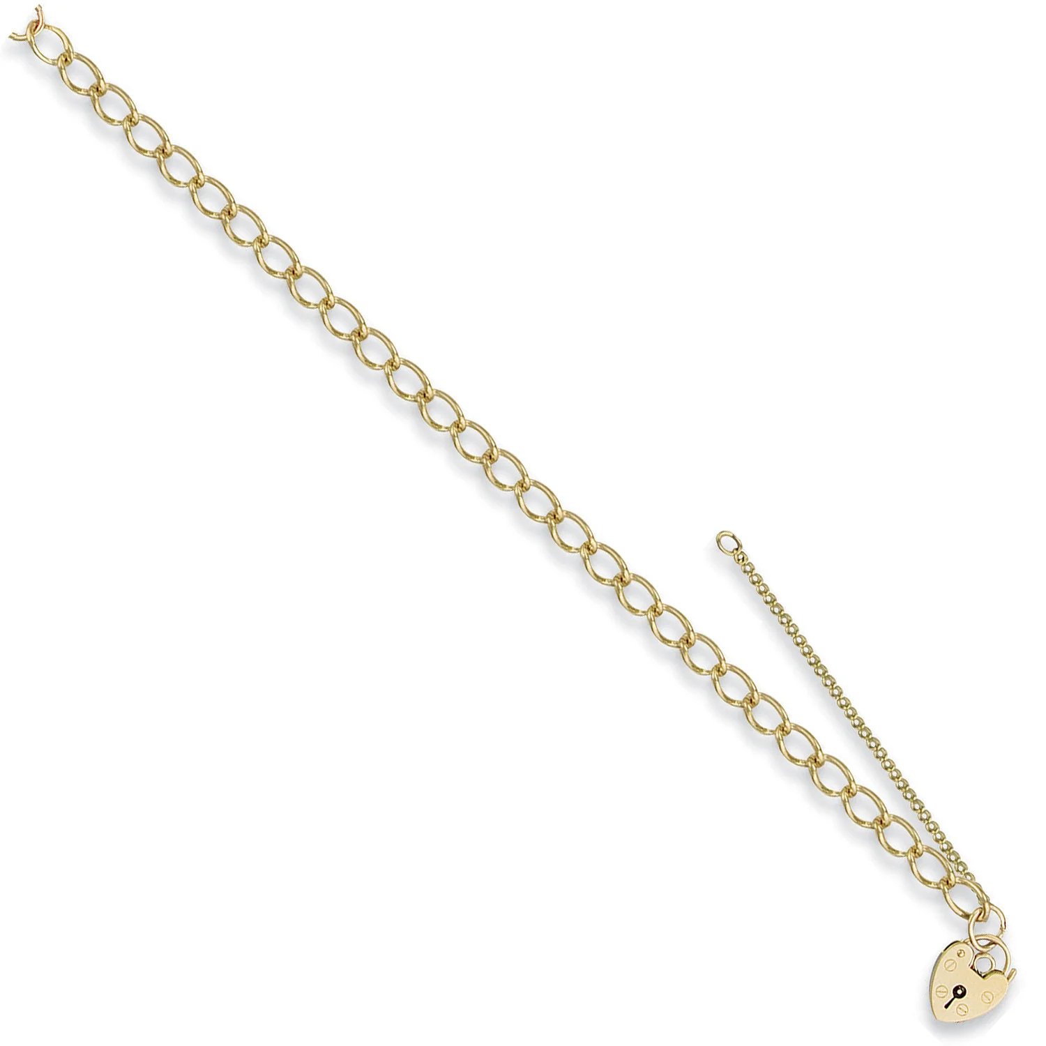 Yellow Gold Open Curb & Padlock Charm Bracelet - 9ct Gold - Image 2