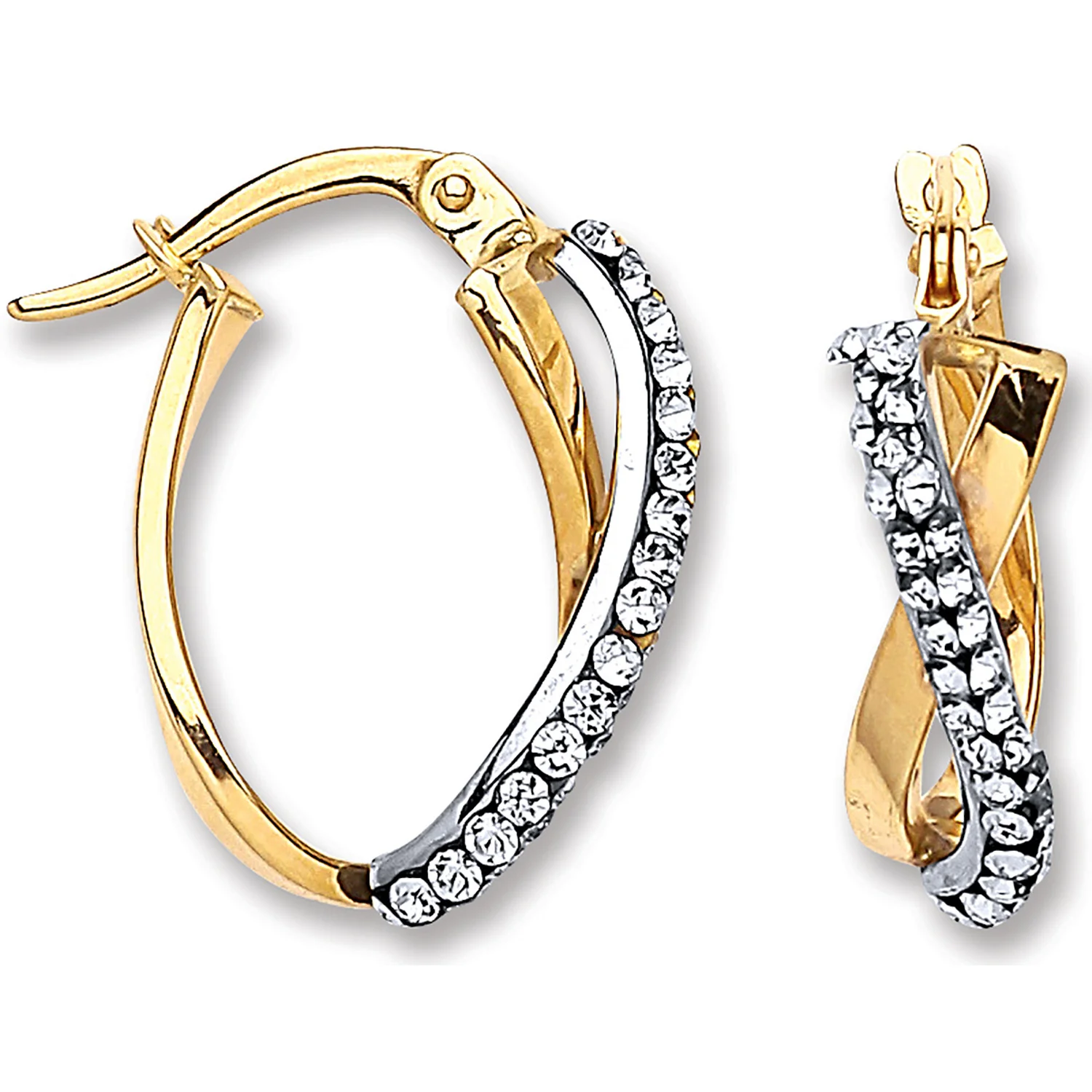Yellow Gold Oval Crystal Kiss Hoop - 9ct Gold - Image 2