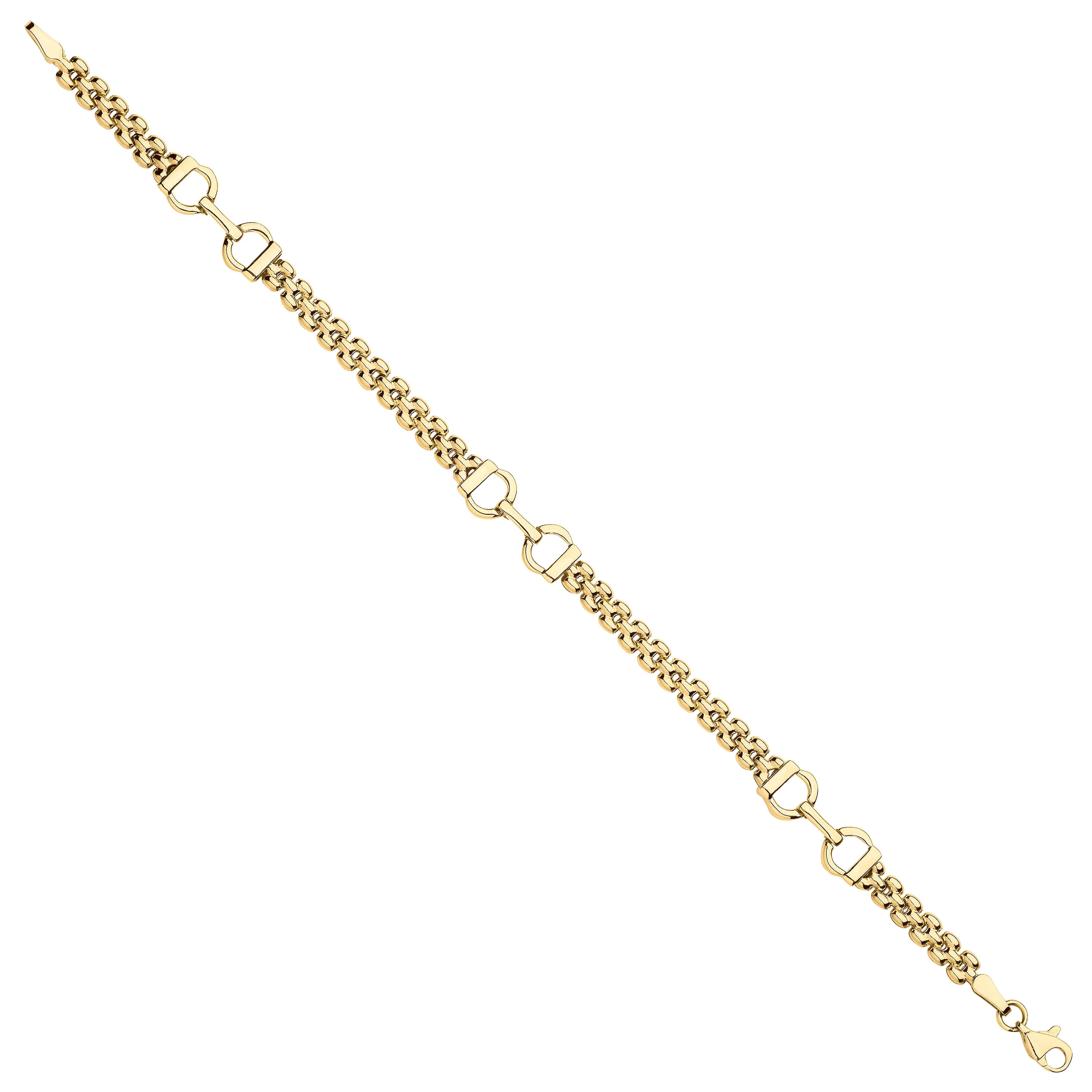 Yellow Gold Panther 3 Row Fancy Ladies Bracelet - 9ct Gold - Image 2